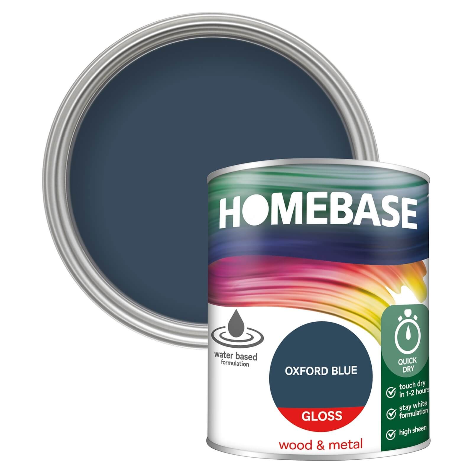 Homebase Interior Quick Dry Gloss Paint Oxford Blue - 750ml