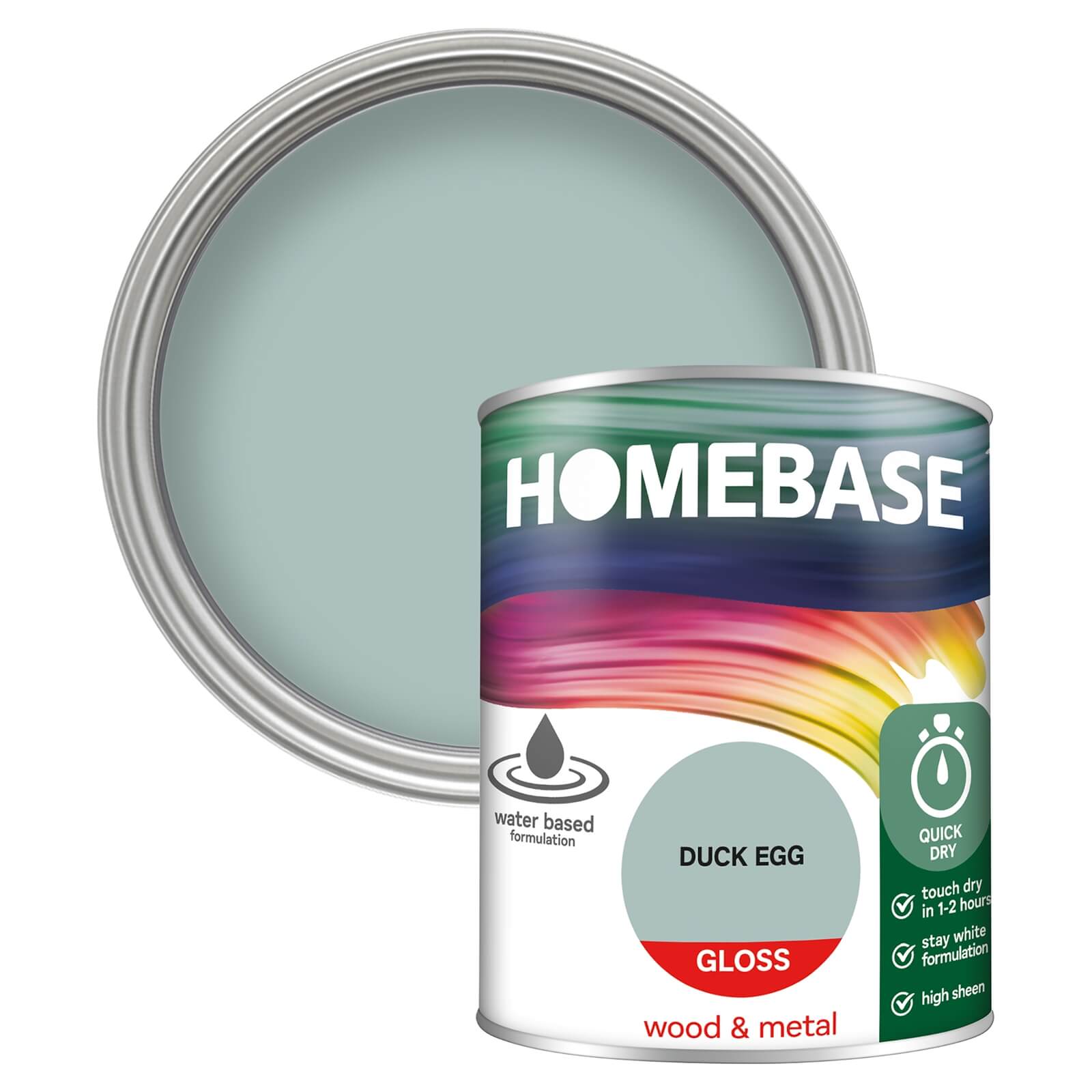 Homebase Interior Quick Dry Gloss Paint Duck Egg - 750ml