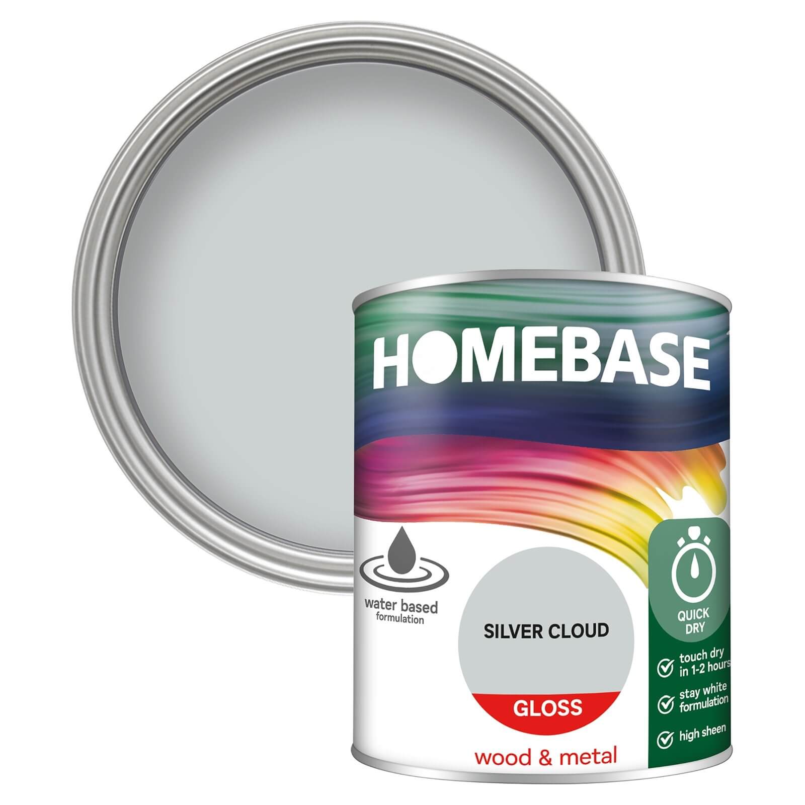 Homebase Interior Quick Dry Gloss Paint Silver Cloud - 750ml