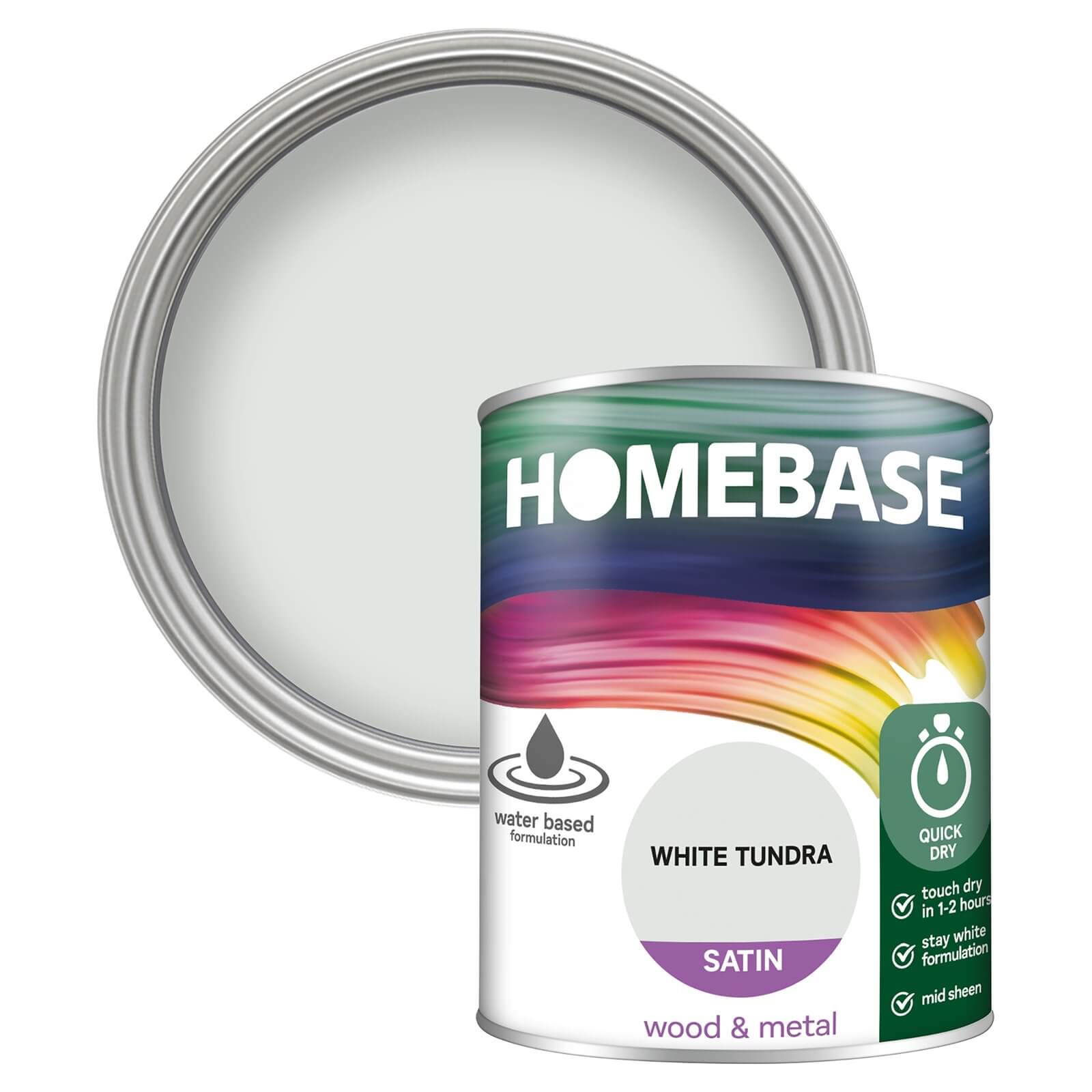 Homebase Interior Quick Dry Satin Paint White Tundra - 750ml