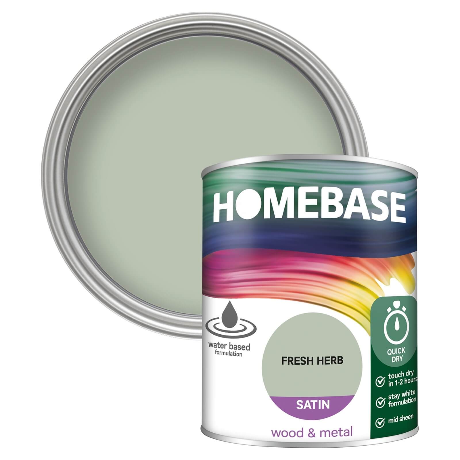 Homebase Interior Quick Dry Satin Paint Fresh Herb - 750ml