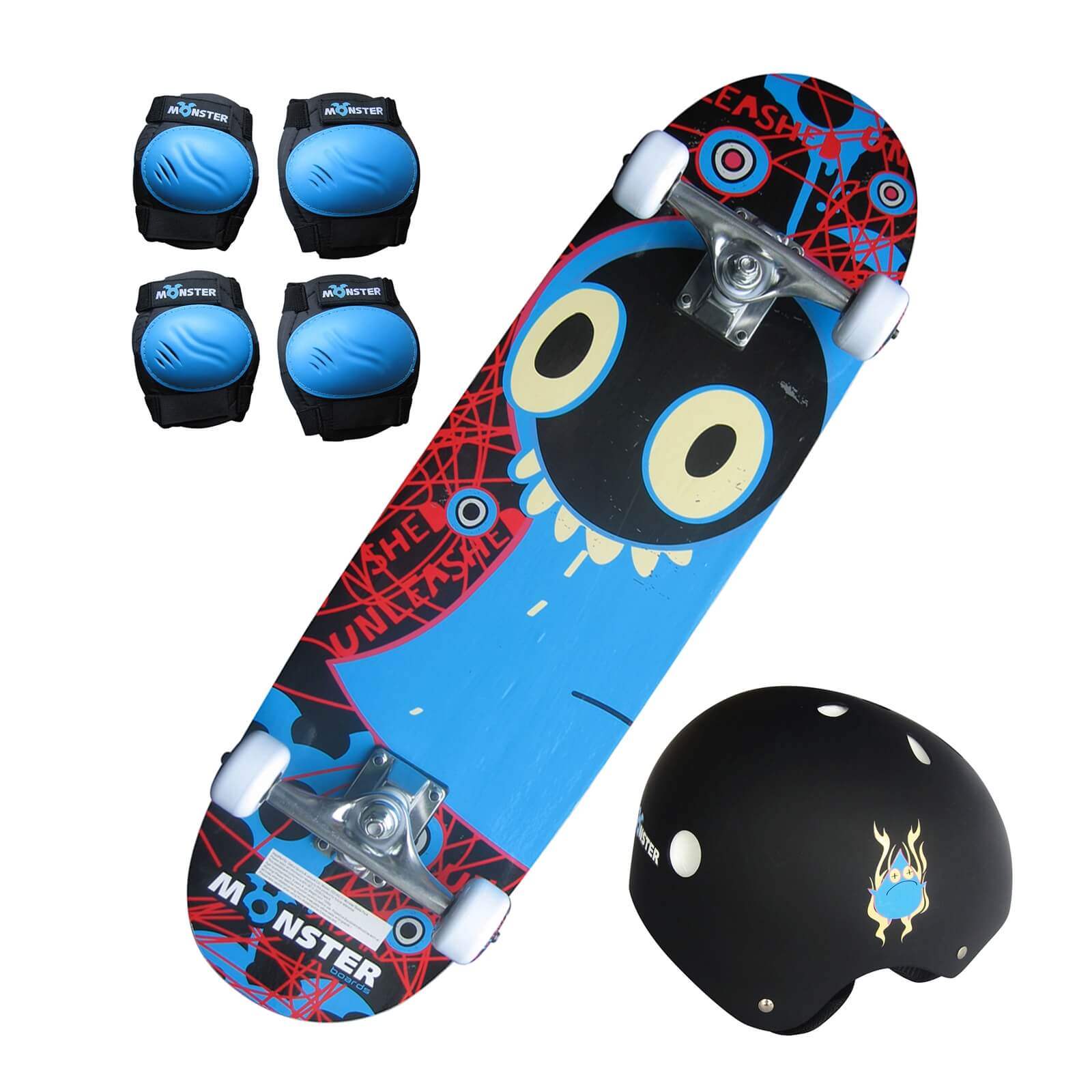 Charles Bentley Kids 28 Monster Skateboard Set