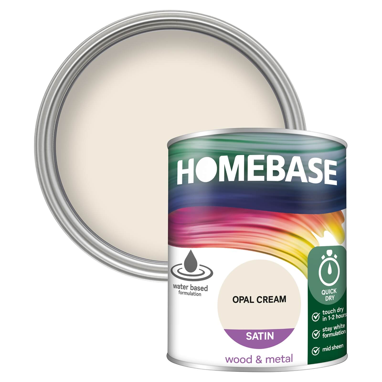Homebase Interior Quick Dry Satin Paint Opal Cream - 750ml