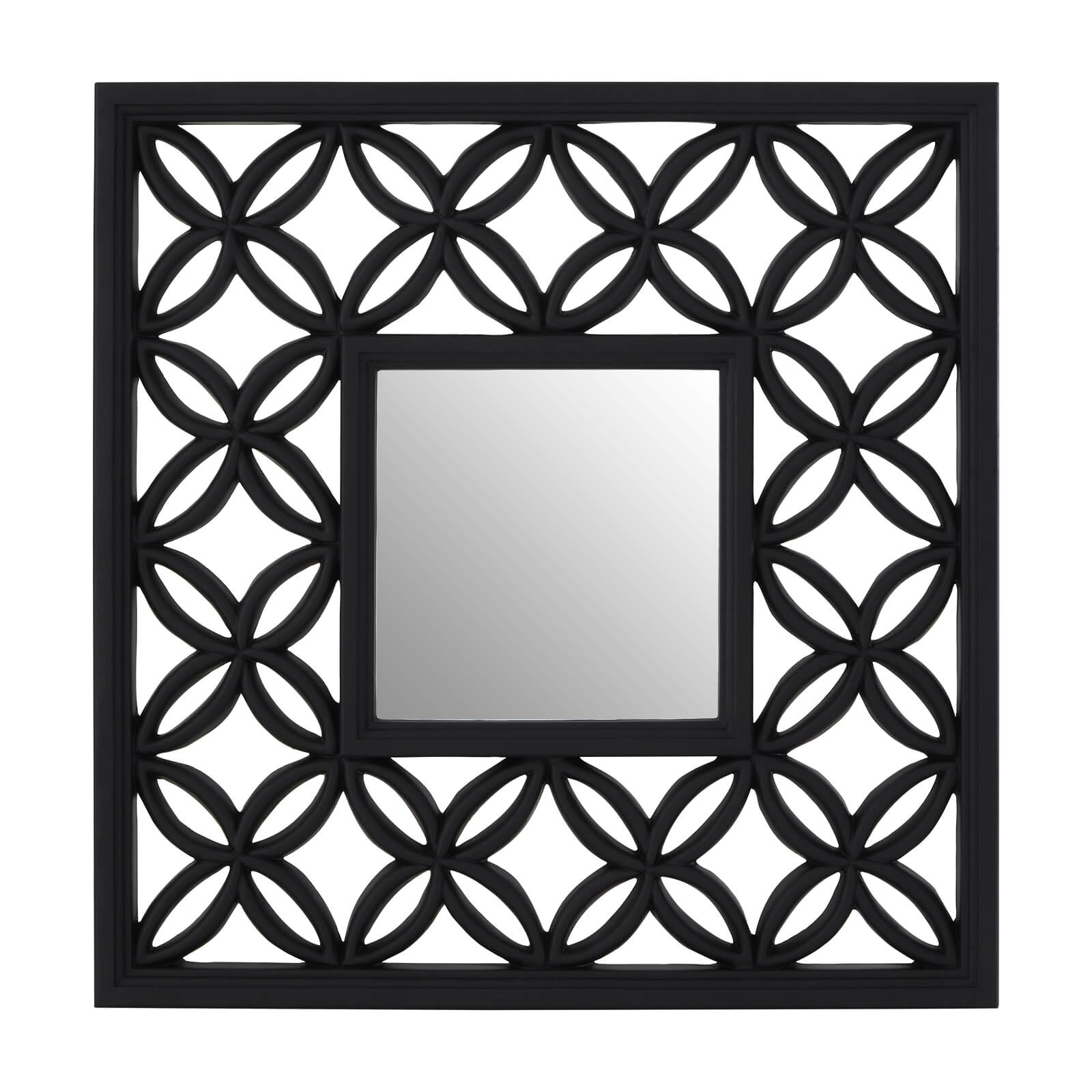 Square Black Lattice Frame Wall Mirror