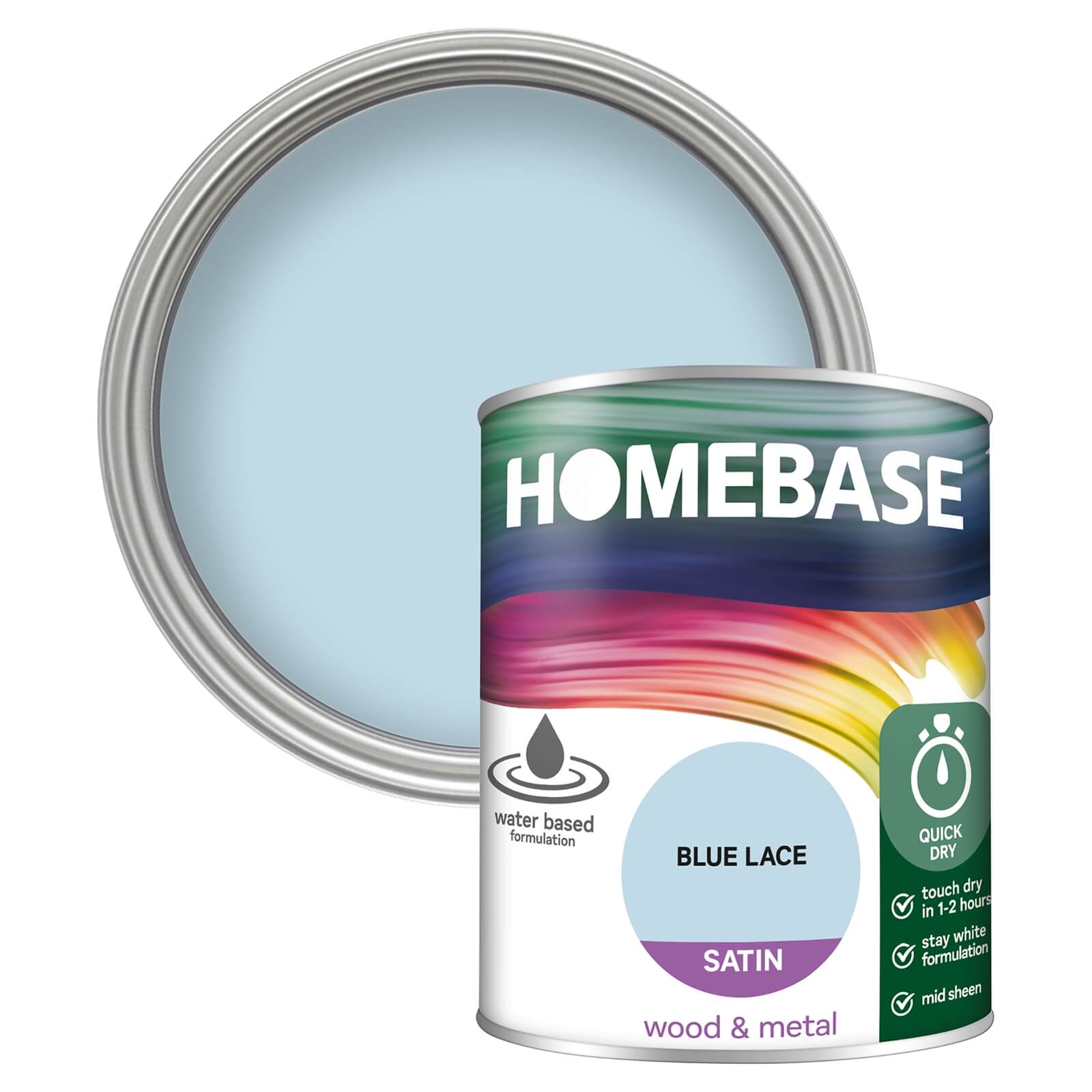 Homebase Interior Quick Dry Satin Paint Blue Lace - 750ml