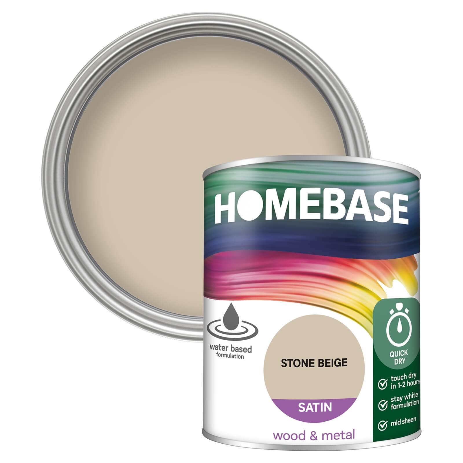 Homebase Interior Quick Dry Satin Paint Stone Beige - 750ml