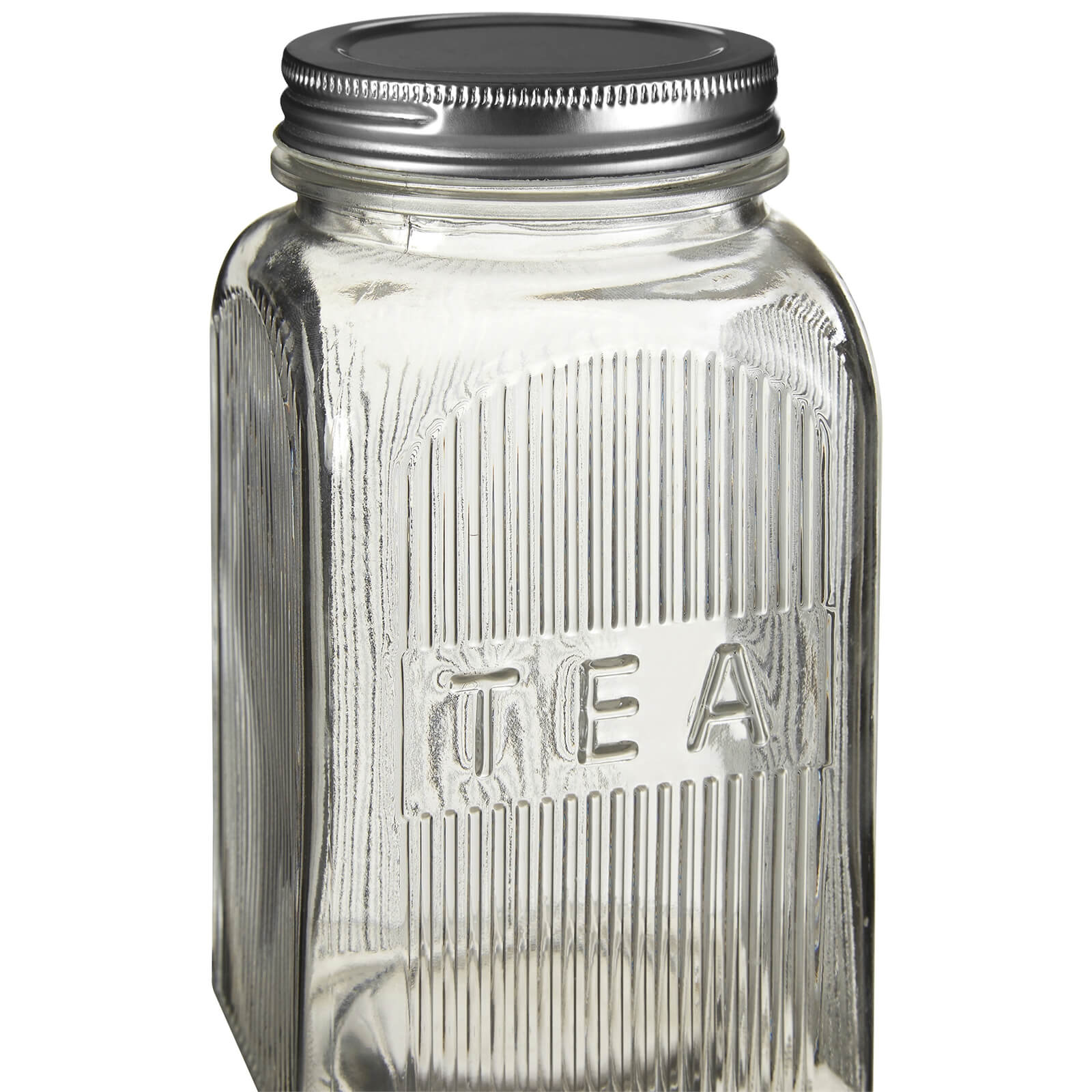 Embossed Glass Jars with Silver Finish Lids