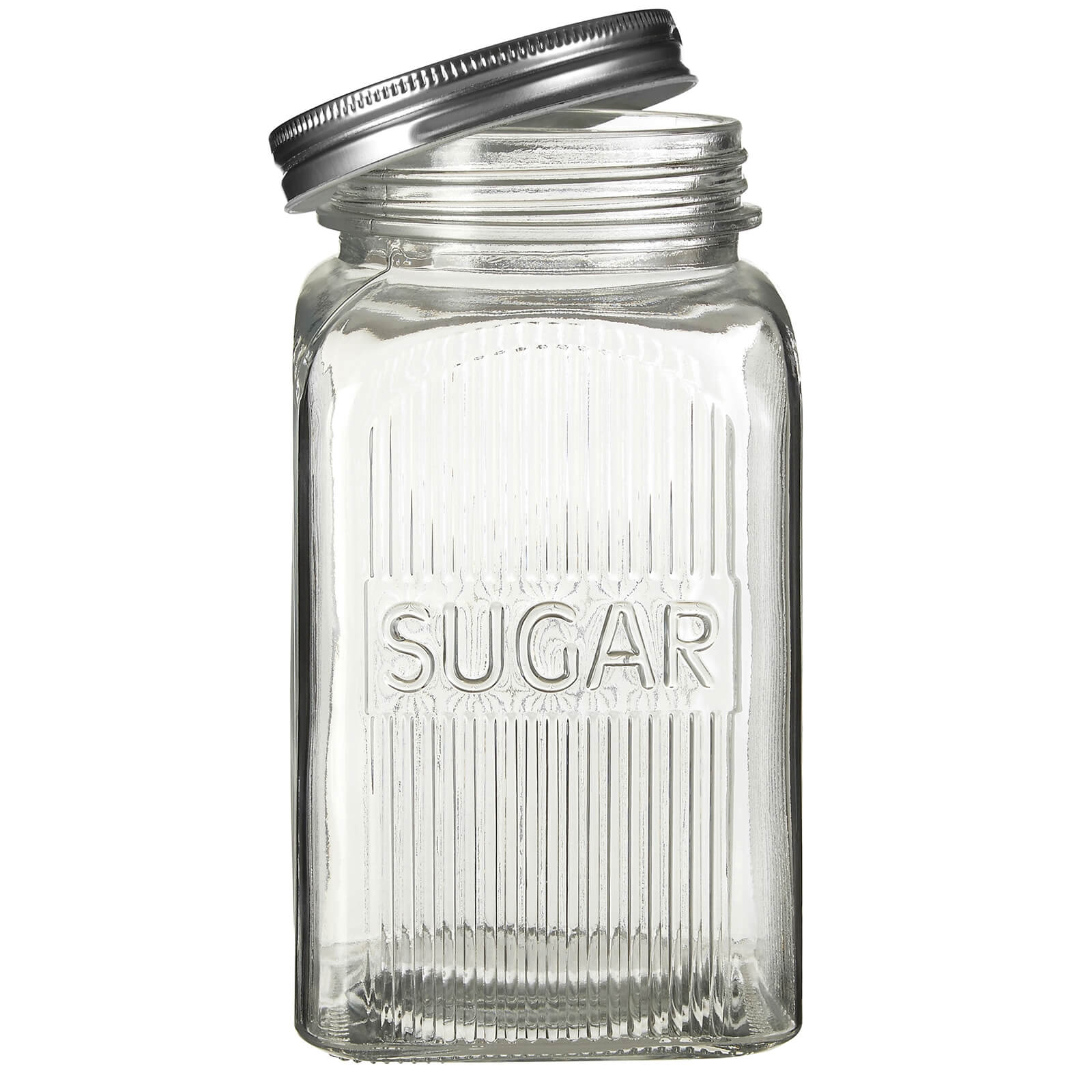 Embossed Glass Jars with Silver Finish Lids