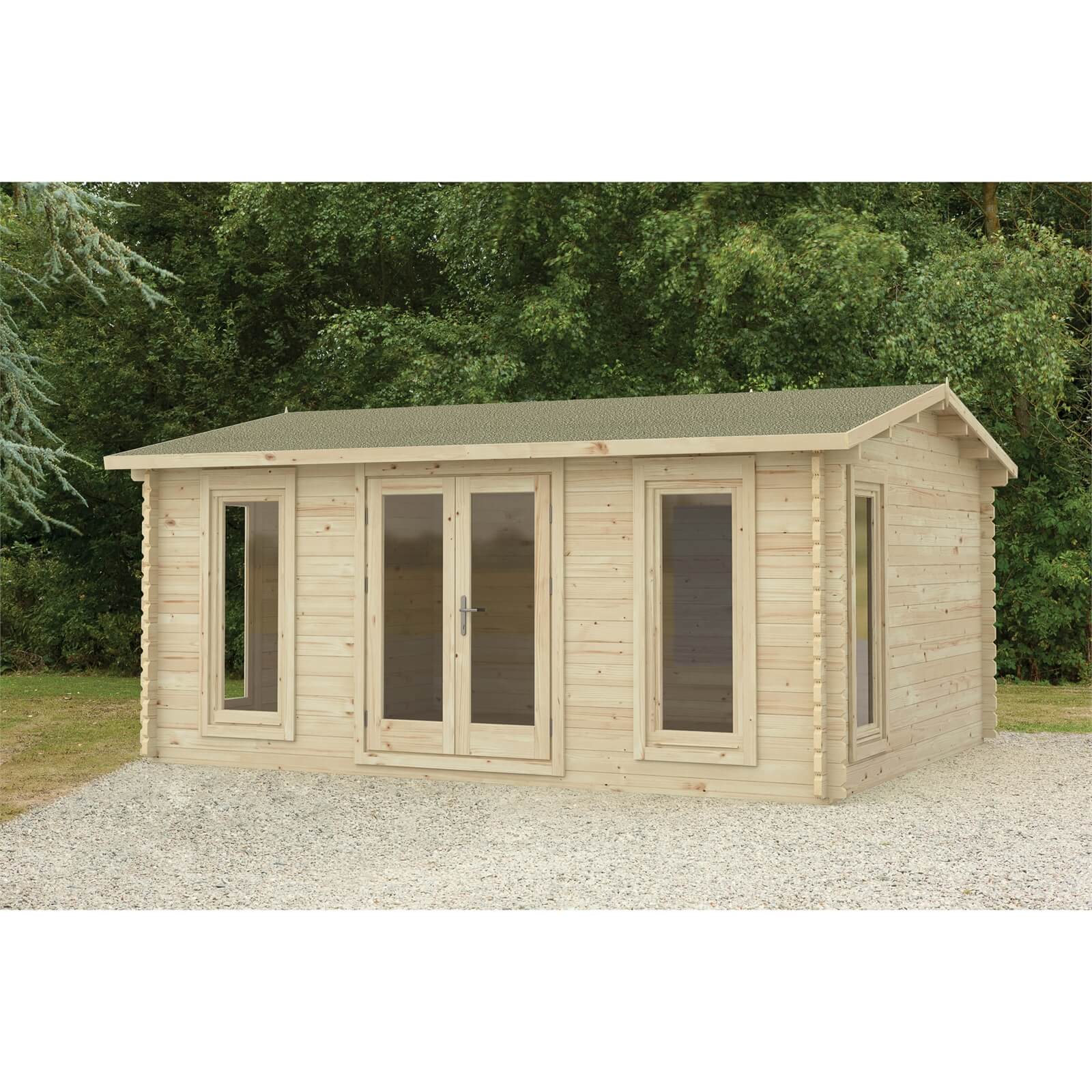 Forest Rushock 5.0m x 4.0m Log Cabin Double Glazed 34kg Polyester Felt, Plus Underlay - Installation Included