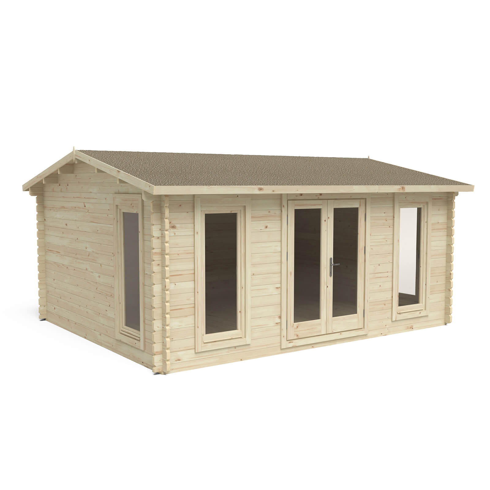 Forest Rushock 5.0m x 4.0m Log Cabin Double Glazed 24kg Polyester Felt, Plus Underlay - Installation Included