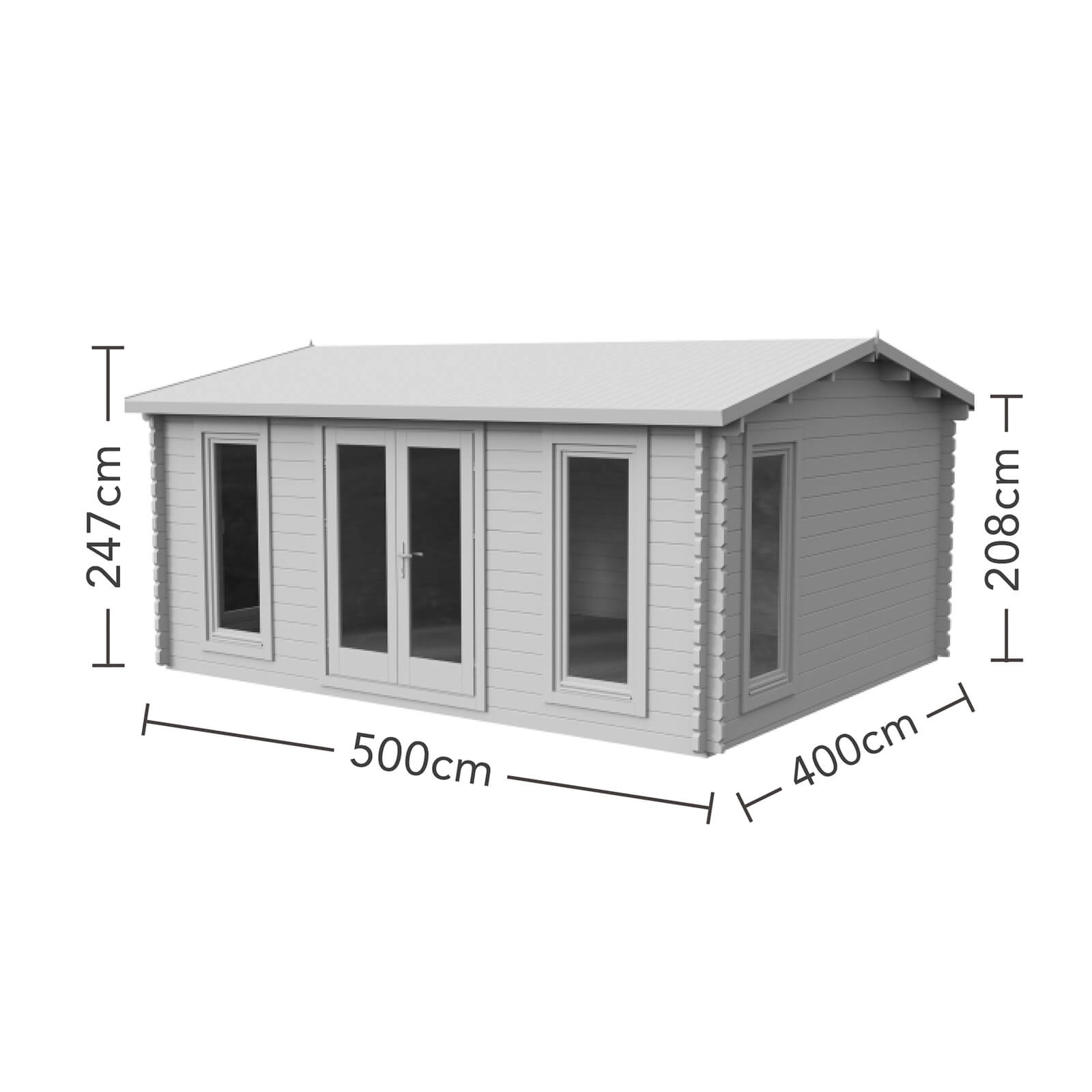 Forest Rushock 5.0m x 4.0m Log Cabin Double Glazed 24kg Polyester Felt, No Underlay - Installation Included