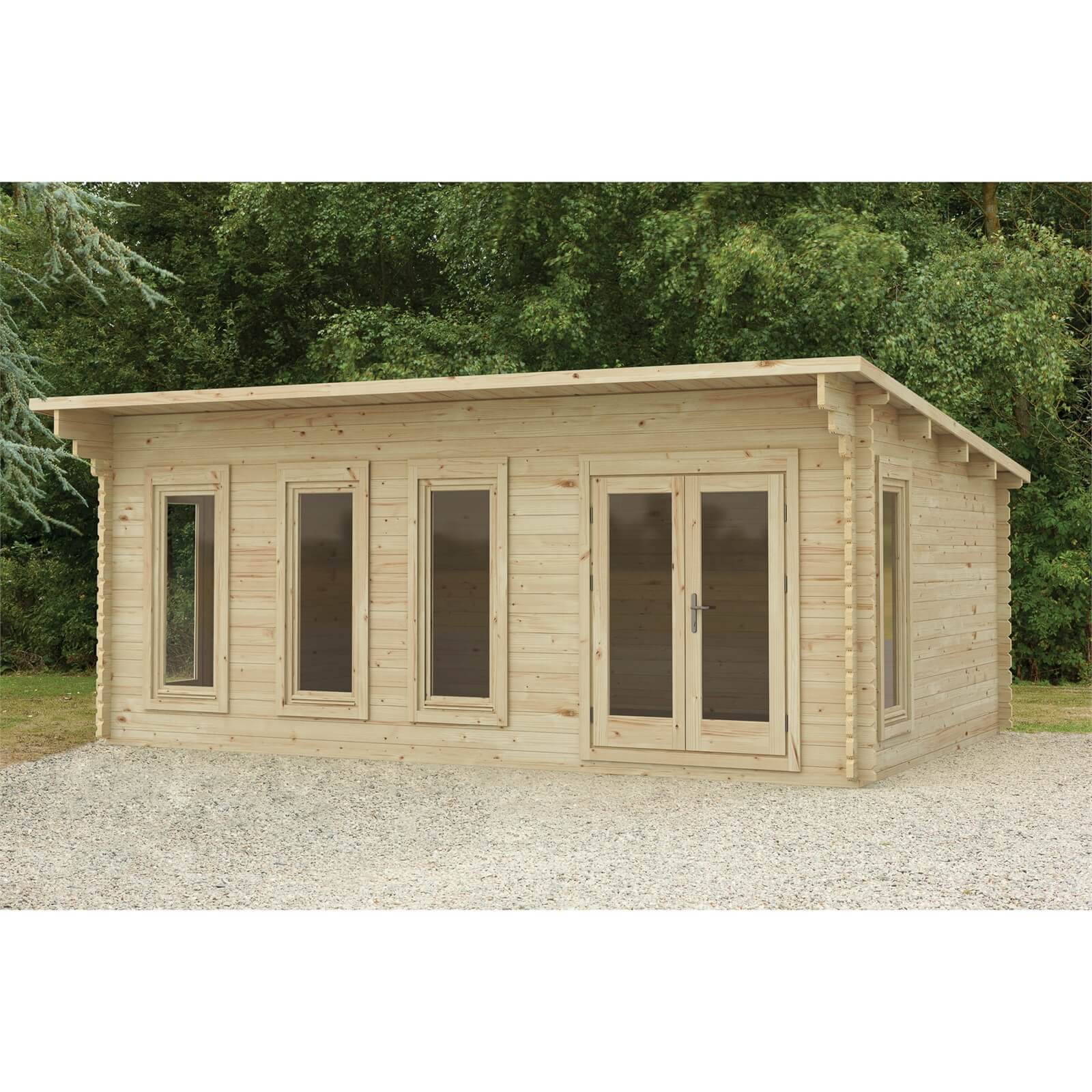 Forest Wolverley 6.0m x 4.0m Log Cabin Double Glazed 24kg Polyester Felt, No Underlay - Installation Included