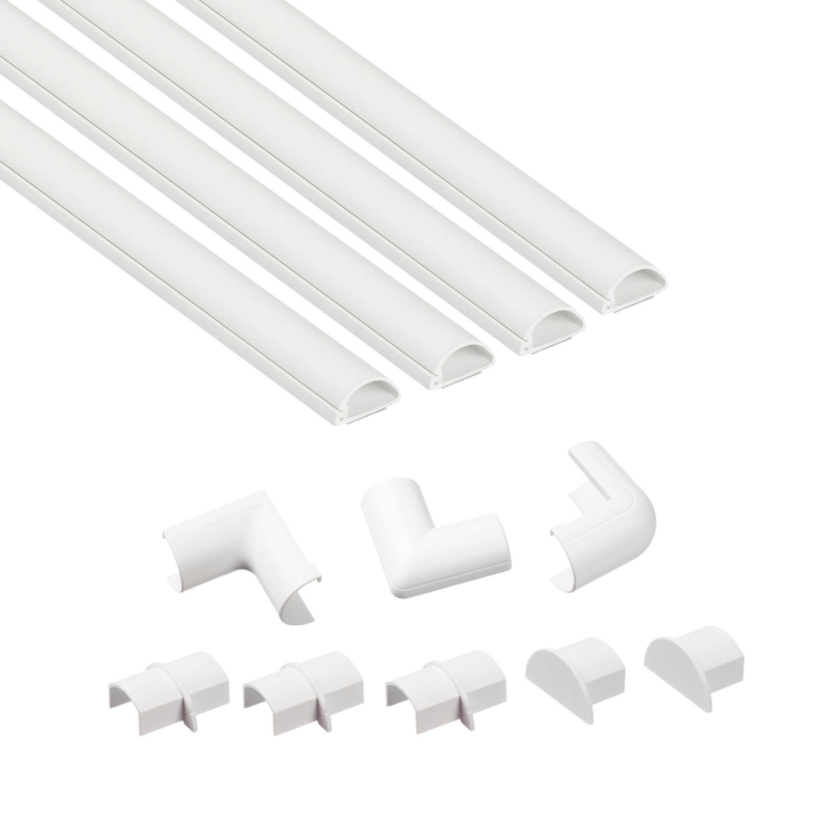 D-Line Micro+ Decorative Self Adhesive Trunking Multipack 4 x 20mm x 10mm x 1-meter Lengths & Accessories - White