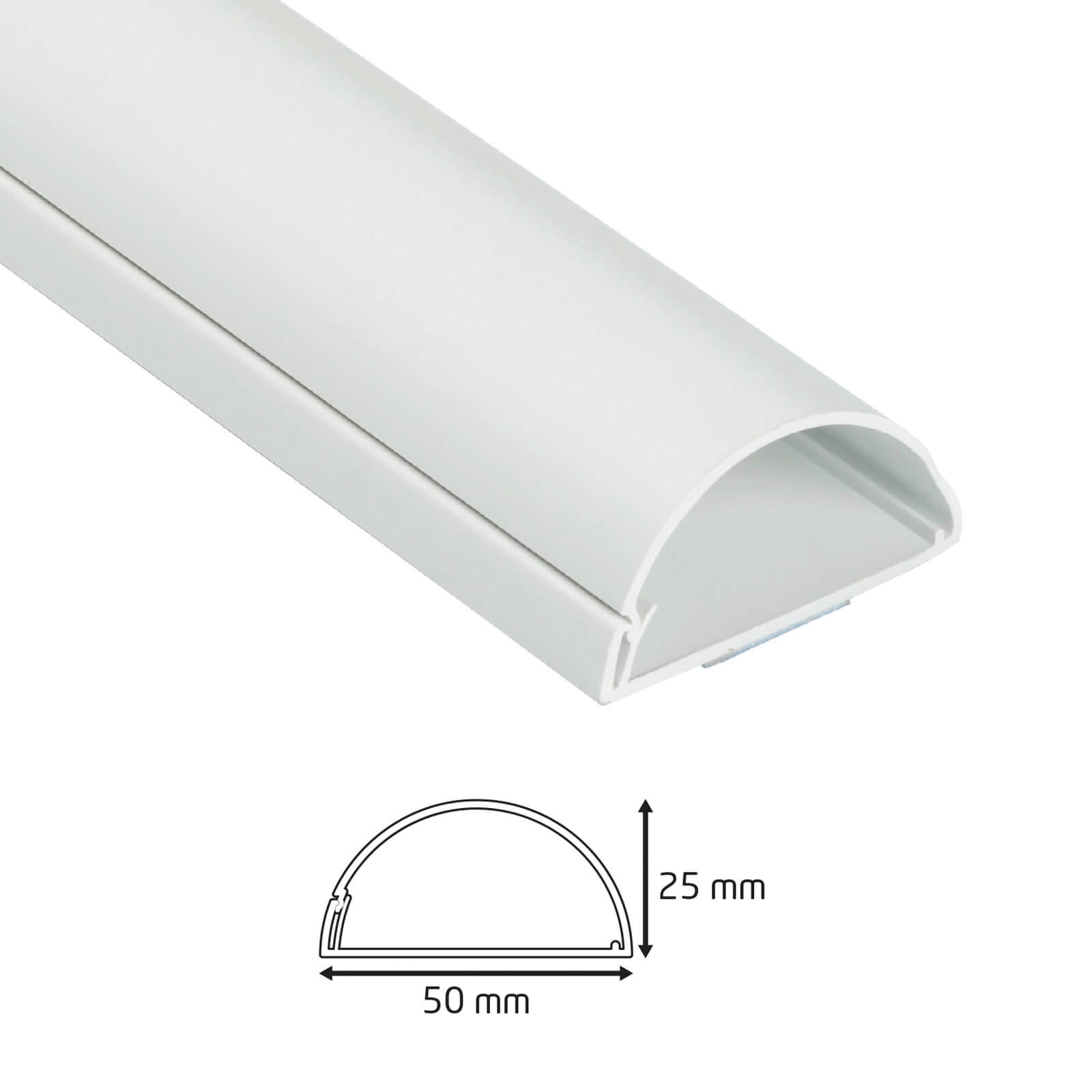 D-Line Maxi Decorative Self-Adhesive Cable Trunking - 50mm x 25mm x 1m, White