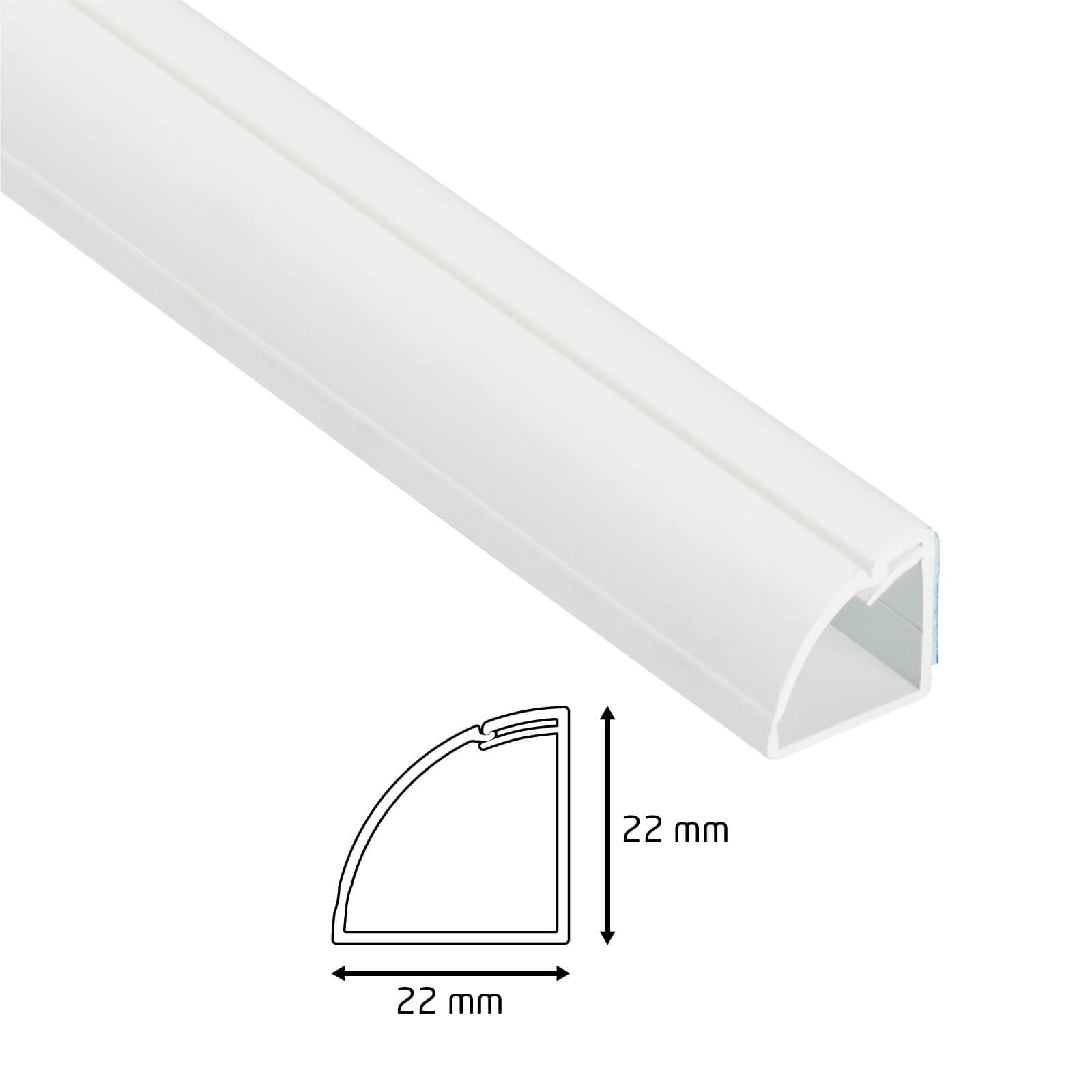 D-Line Quadrant Trunking Multipack 3 x 22mm x 22mm x 1-metre Lengths & Accessories - White