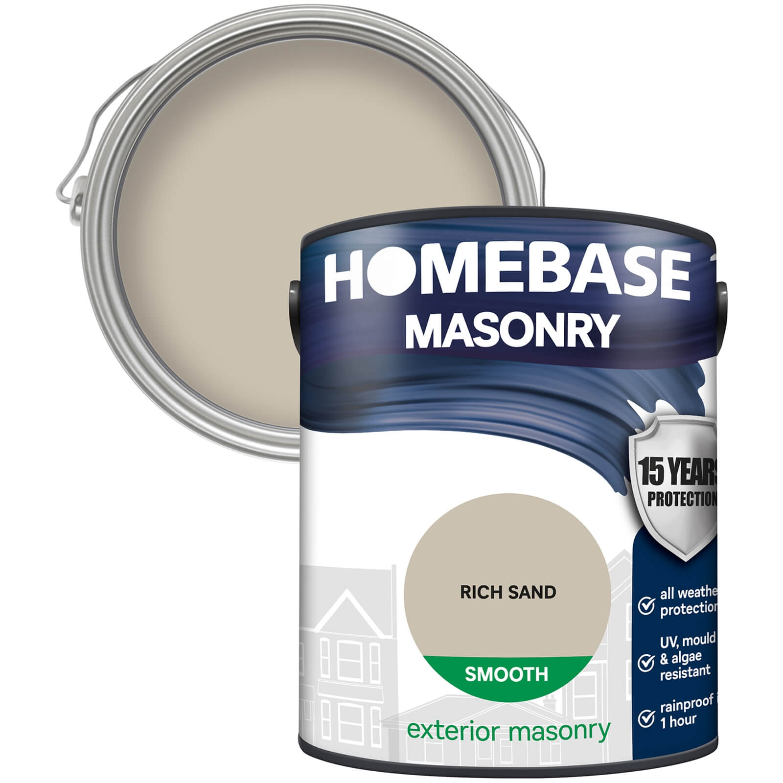 Homebase Smooth Masonry Paint - Rich Sand 5L