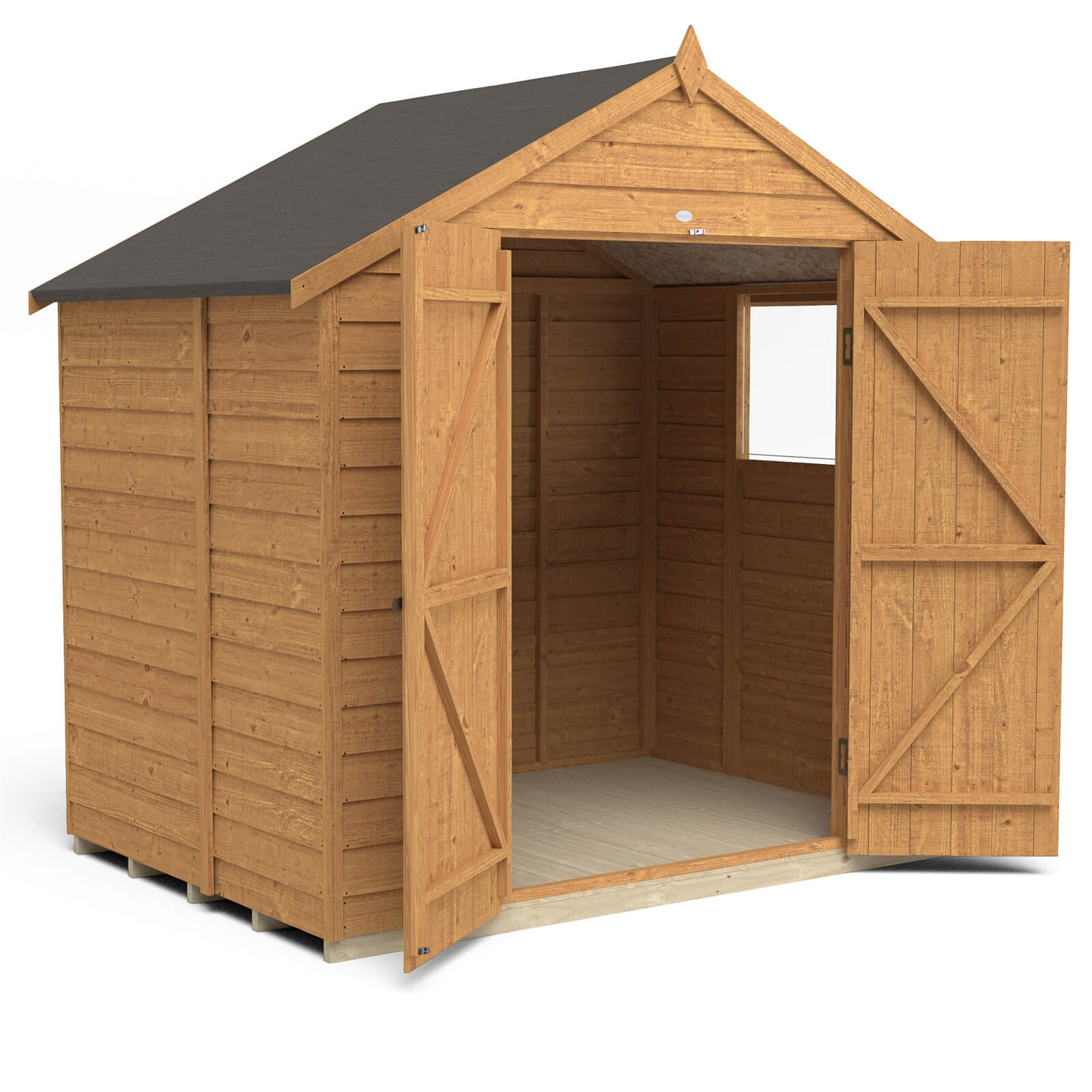 7x5ft Forest Overlap Dip Treated Apex Shed - Double Door