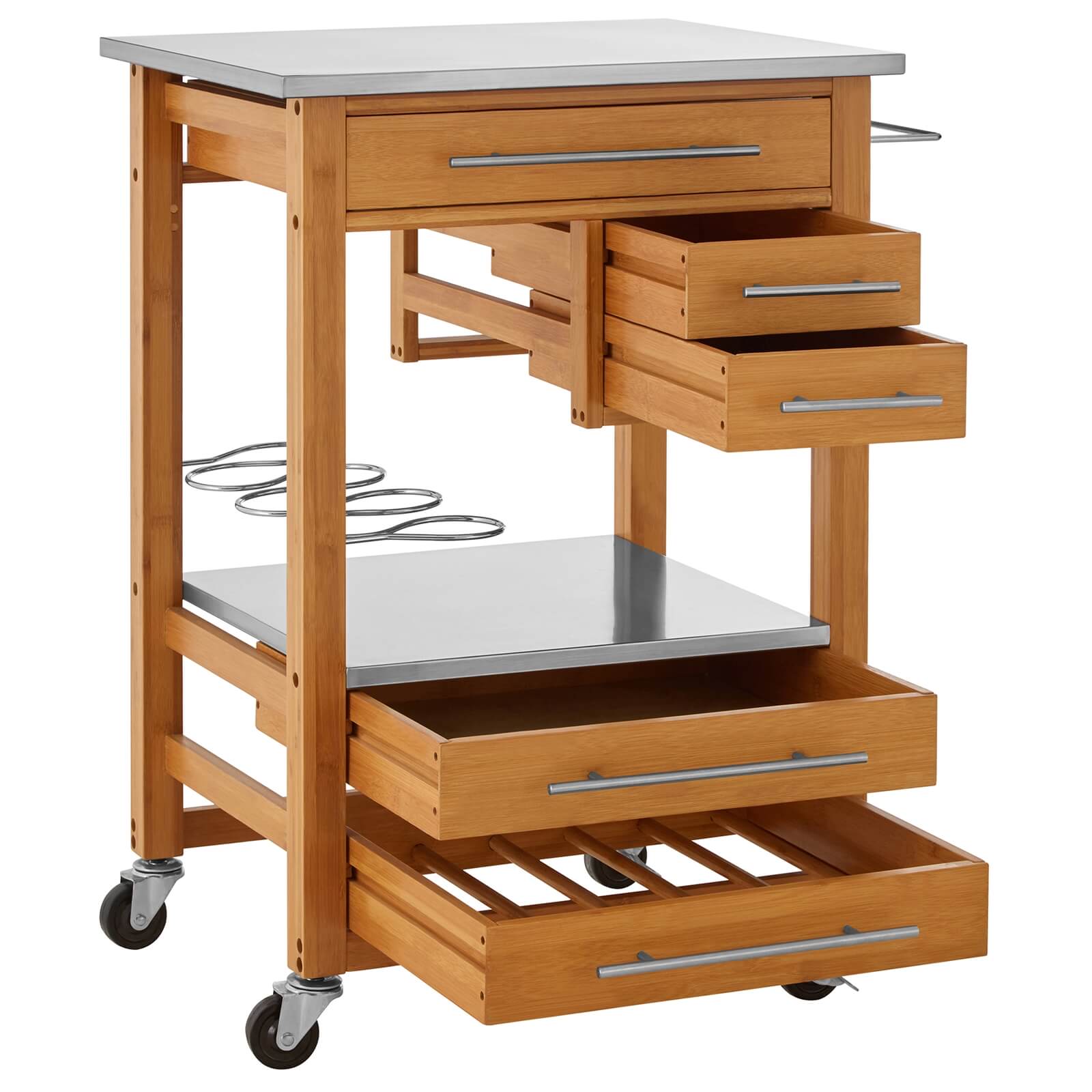 Bamboo Kitchen Trolley with 4 Drawers