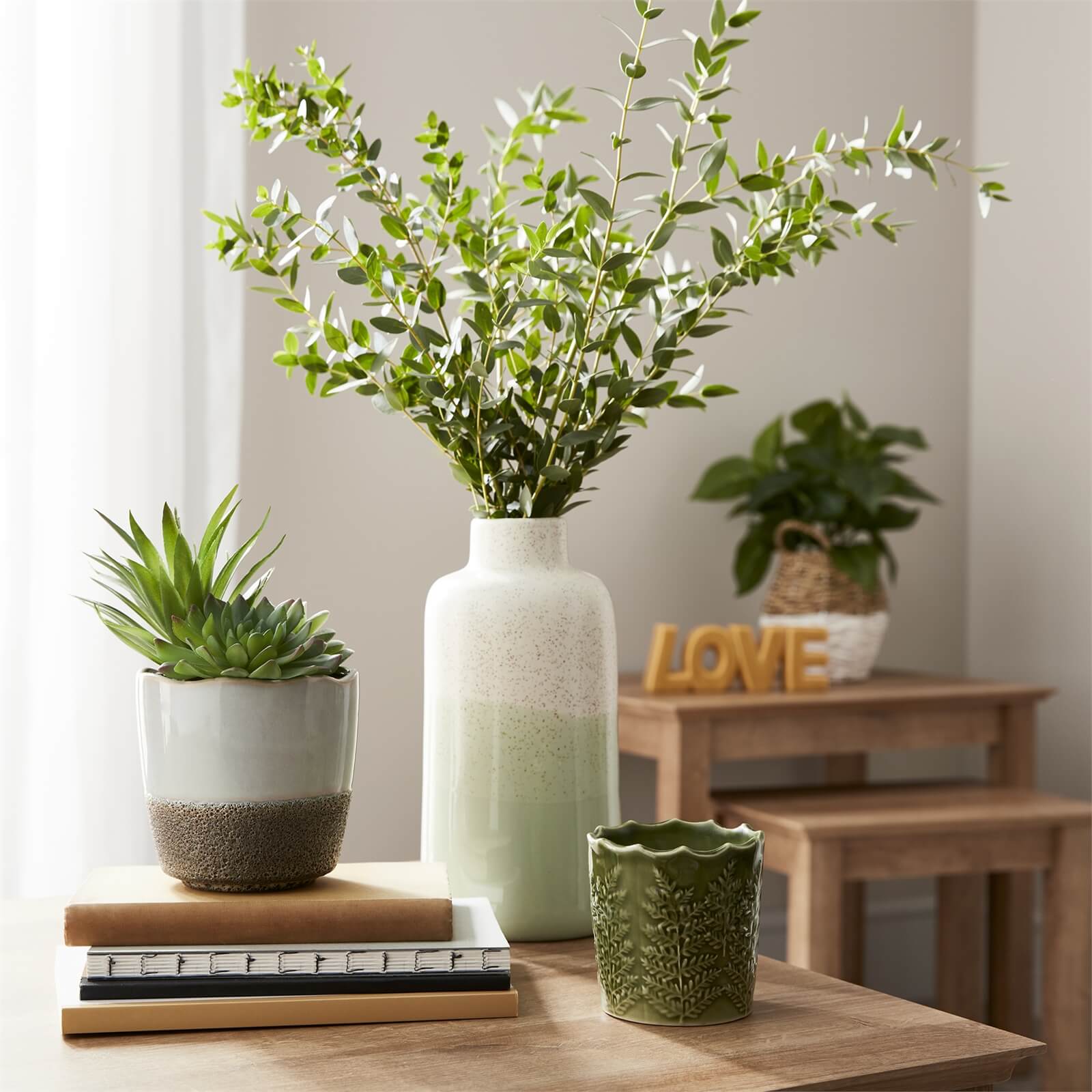 Ceramic Vase - Green & White