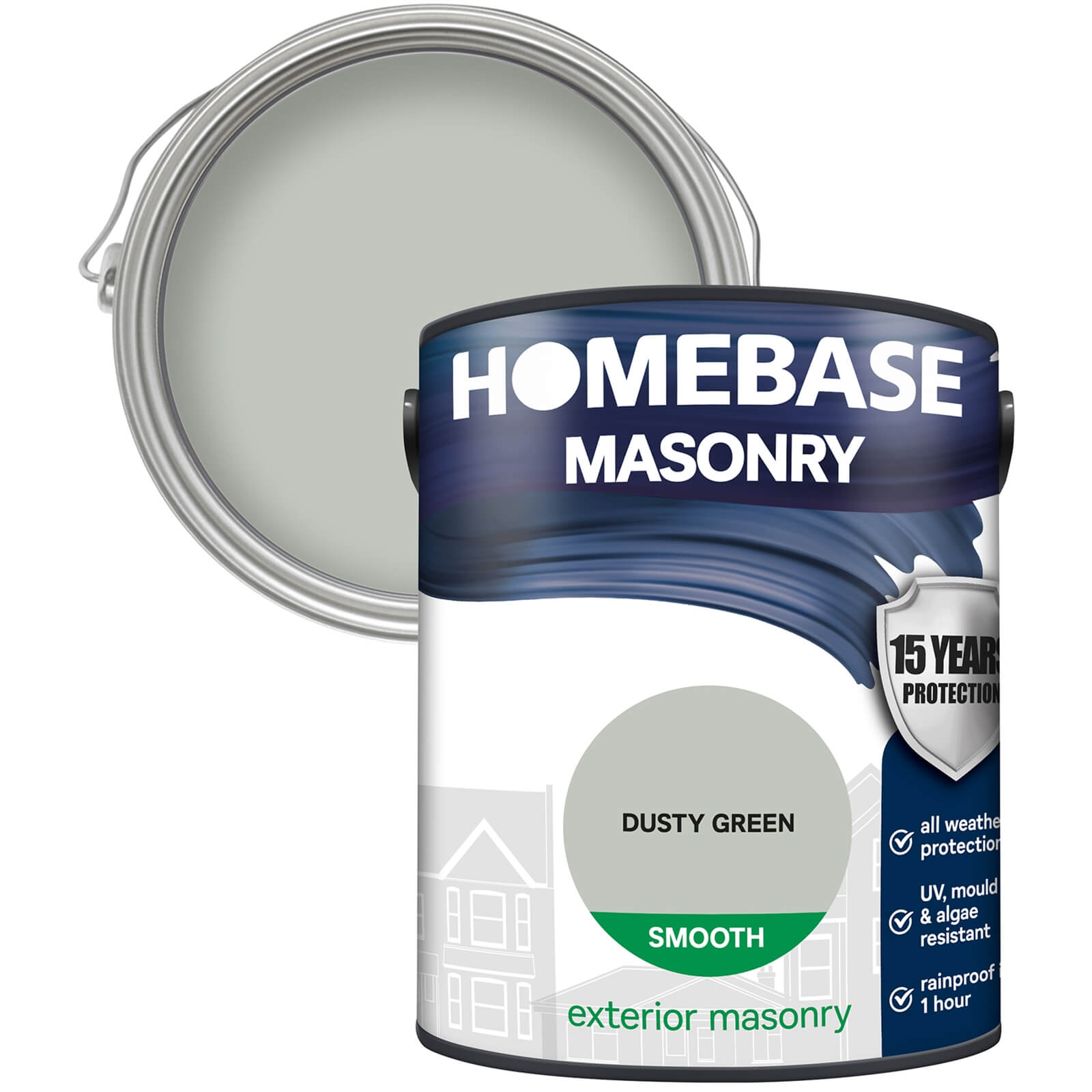 Homebase Smooth Masonry Paint - Dusty Green 5L