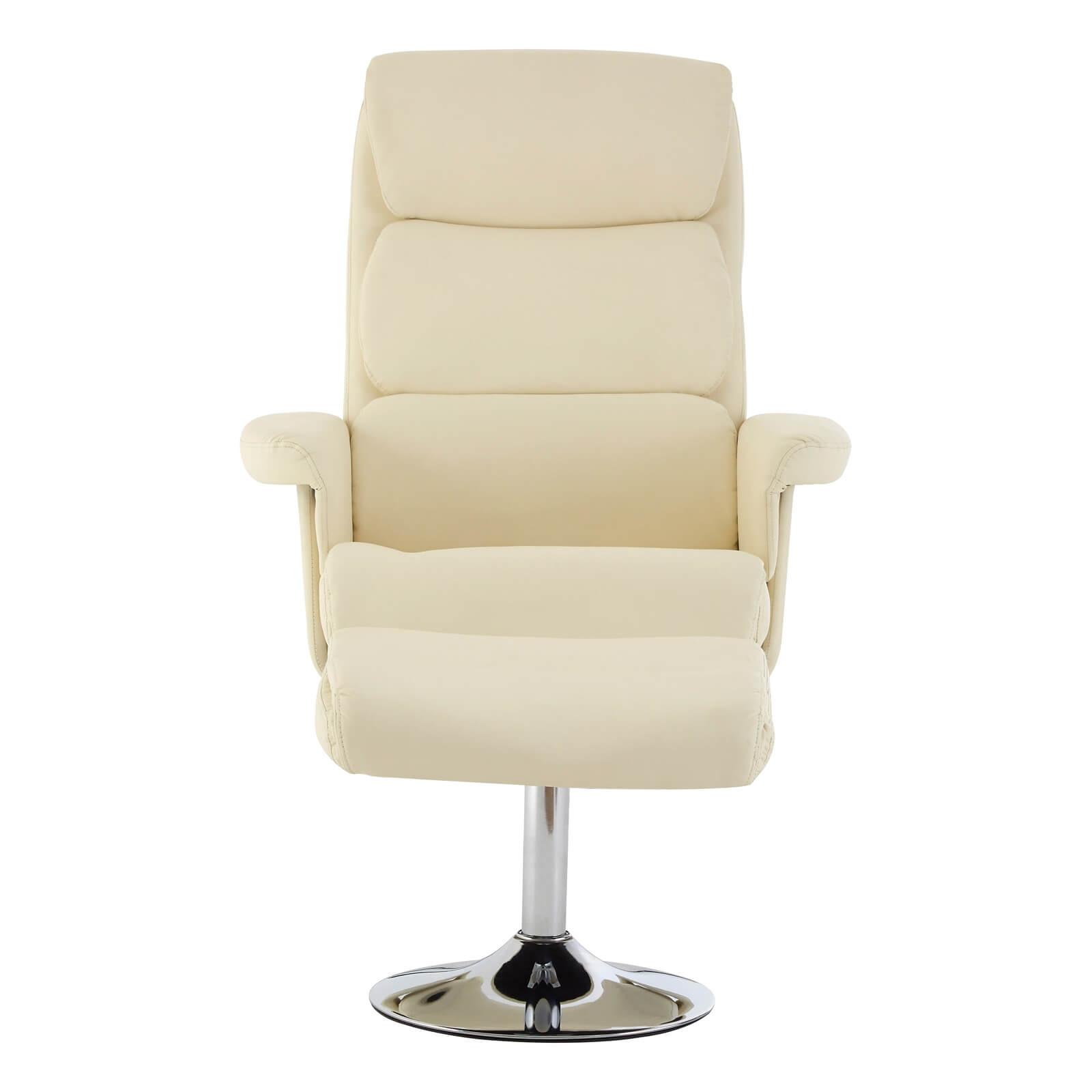 Pillowed Back Recliner & Footstool - White