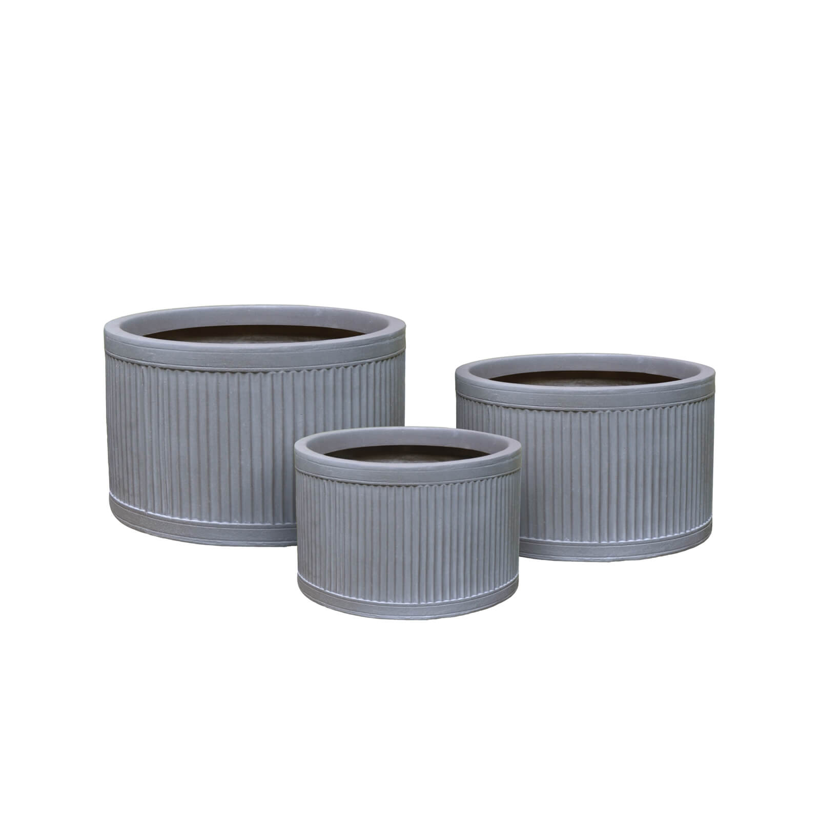 Vertical Rib Cylinder Lead Effect Pot - 30cm