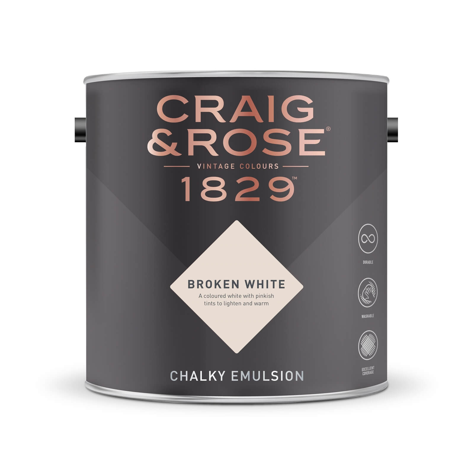 Craig & Rose 1829 Chalky Emulsion Paint Broken White - 2.5.L
