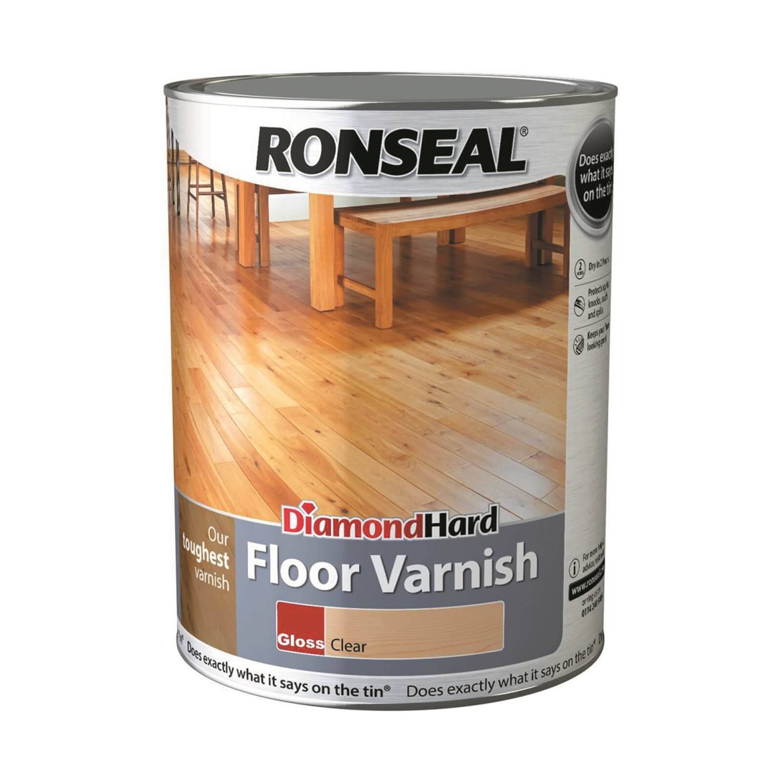 Ronseal Diamond Hard Floor Varnish - Clear Gloss 5L