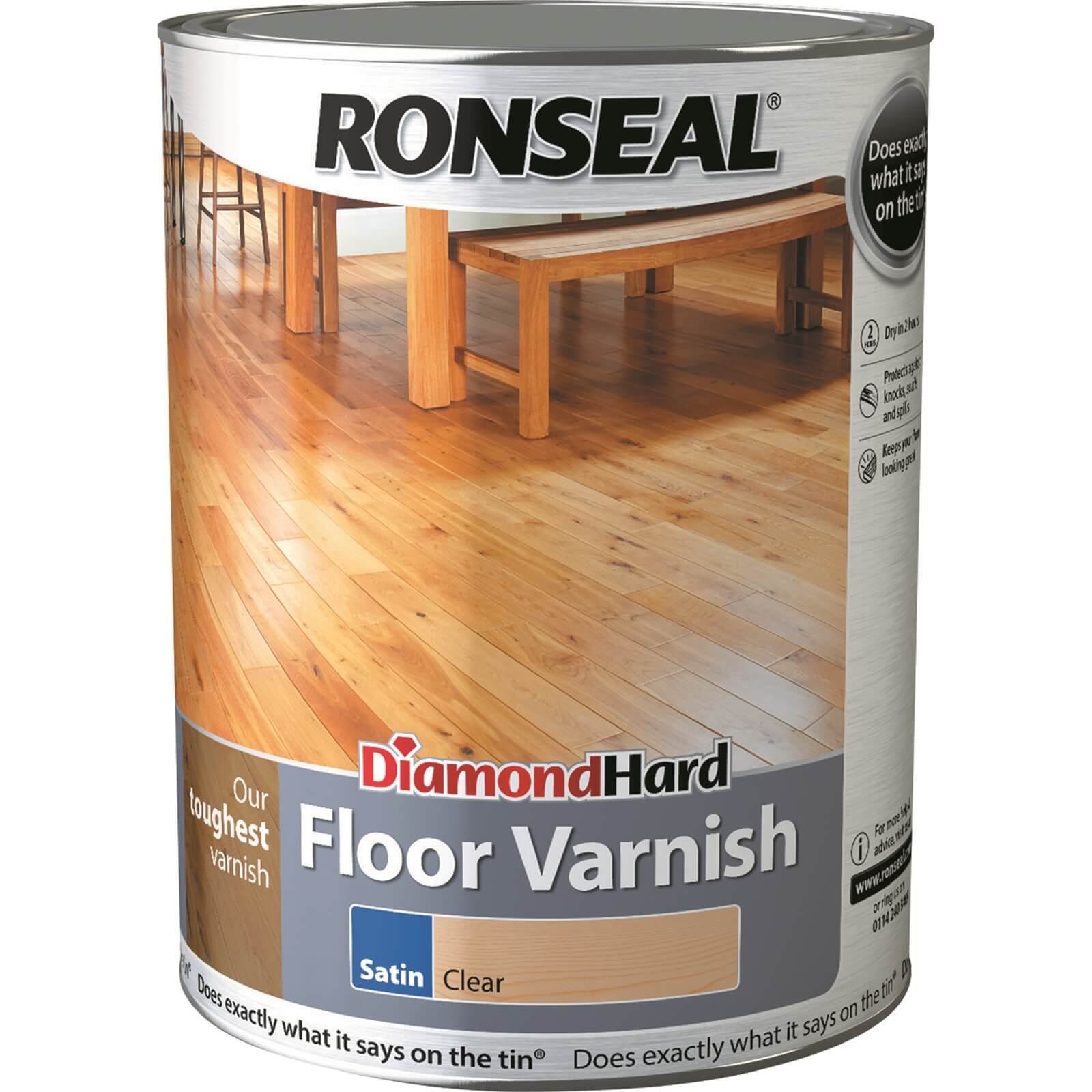 Ronseal Diamond Hard Floor Varnish - Clear Satin 5L
