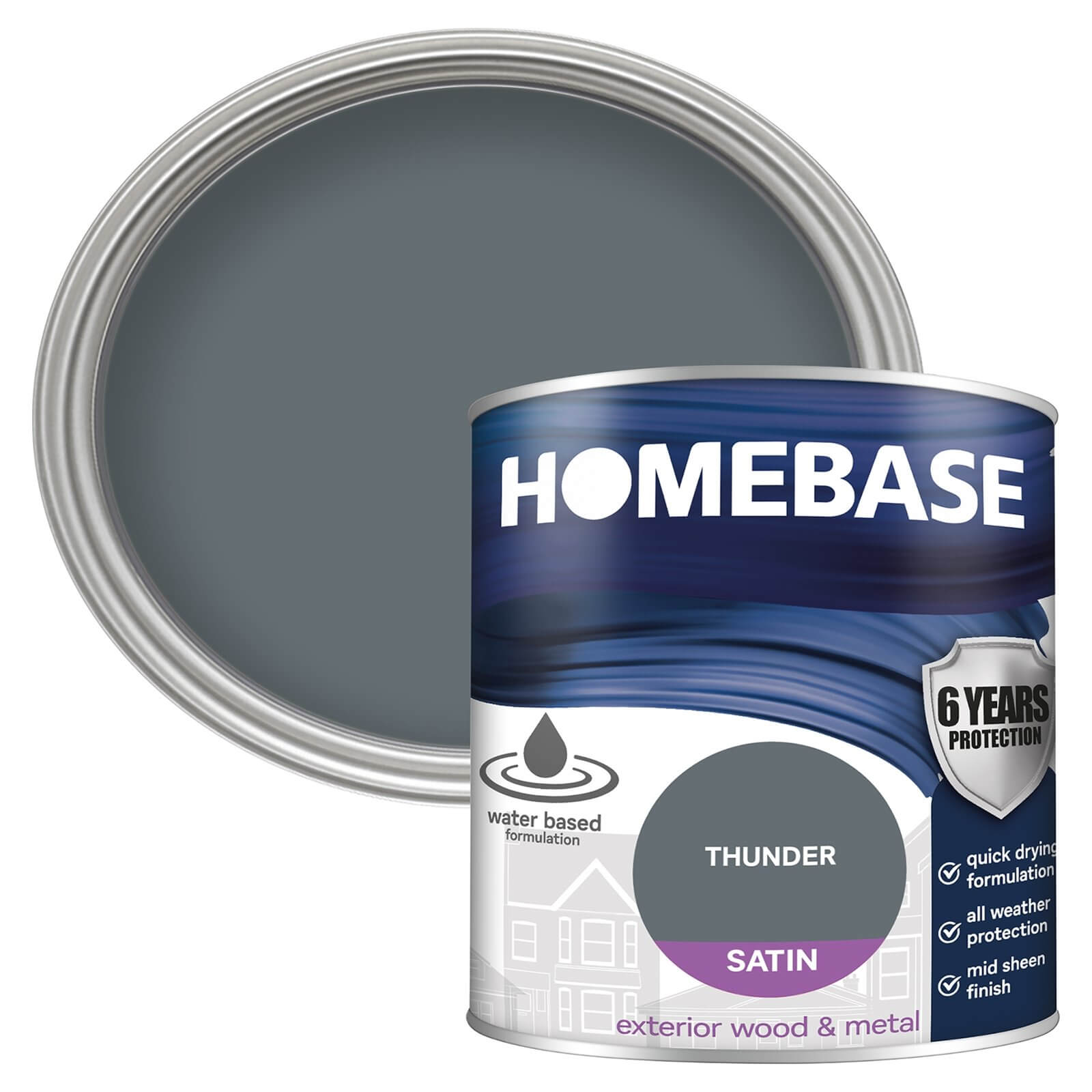 Homebase Exterior Satin Paint - Thunder 750ml