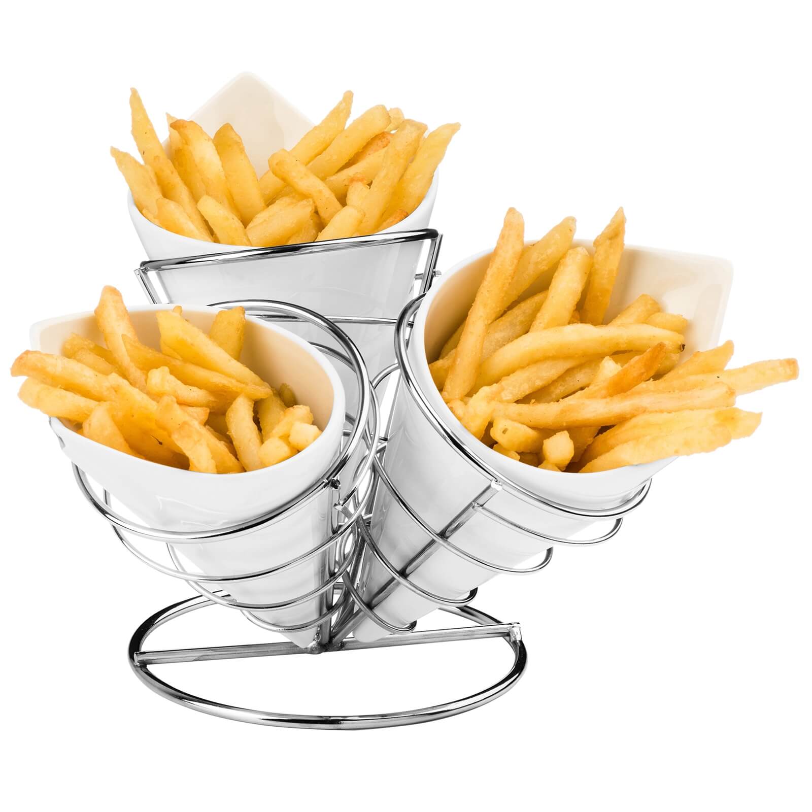 French Fry Cone Set with Chrome Finish