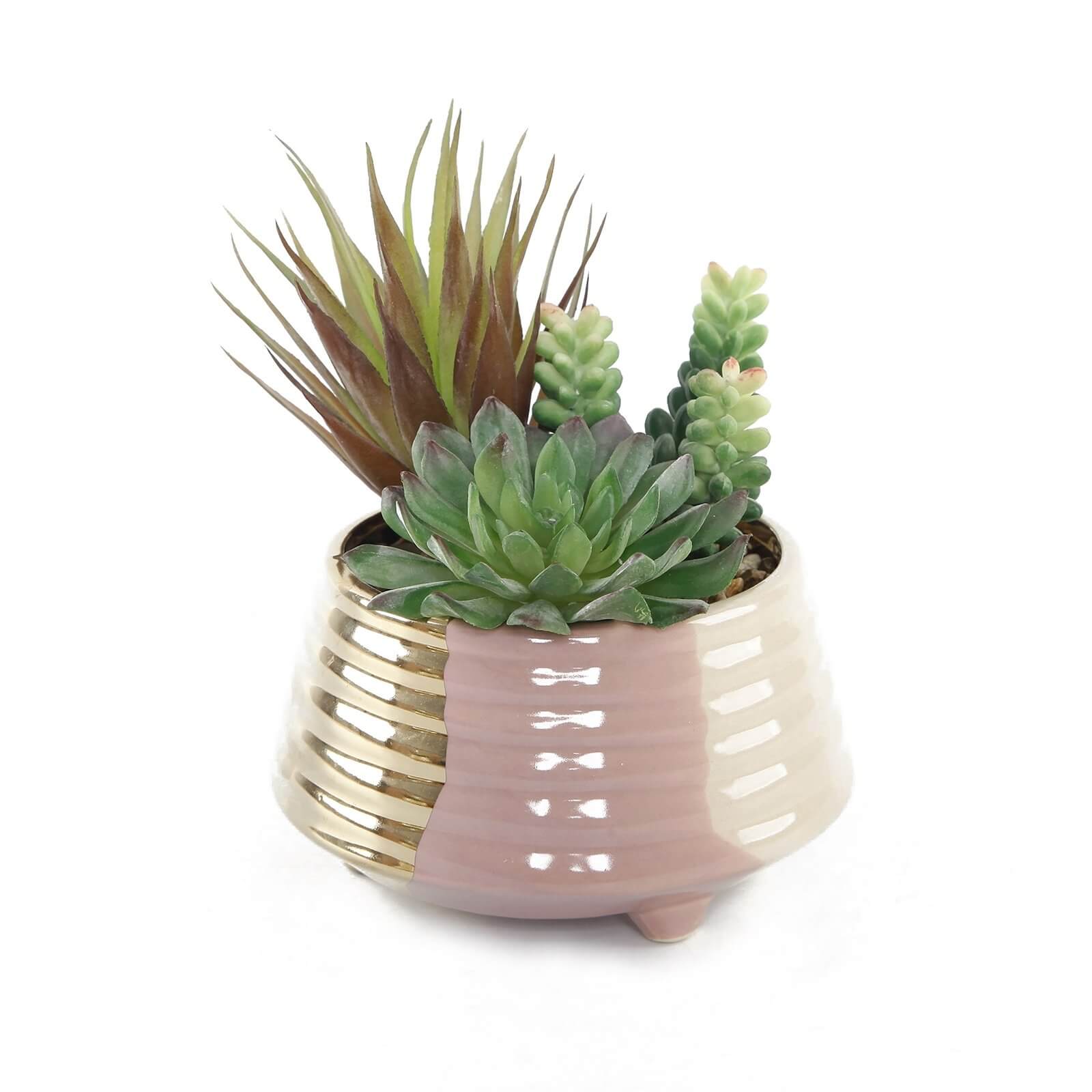 Large Potted Plant - Gold & Blush