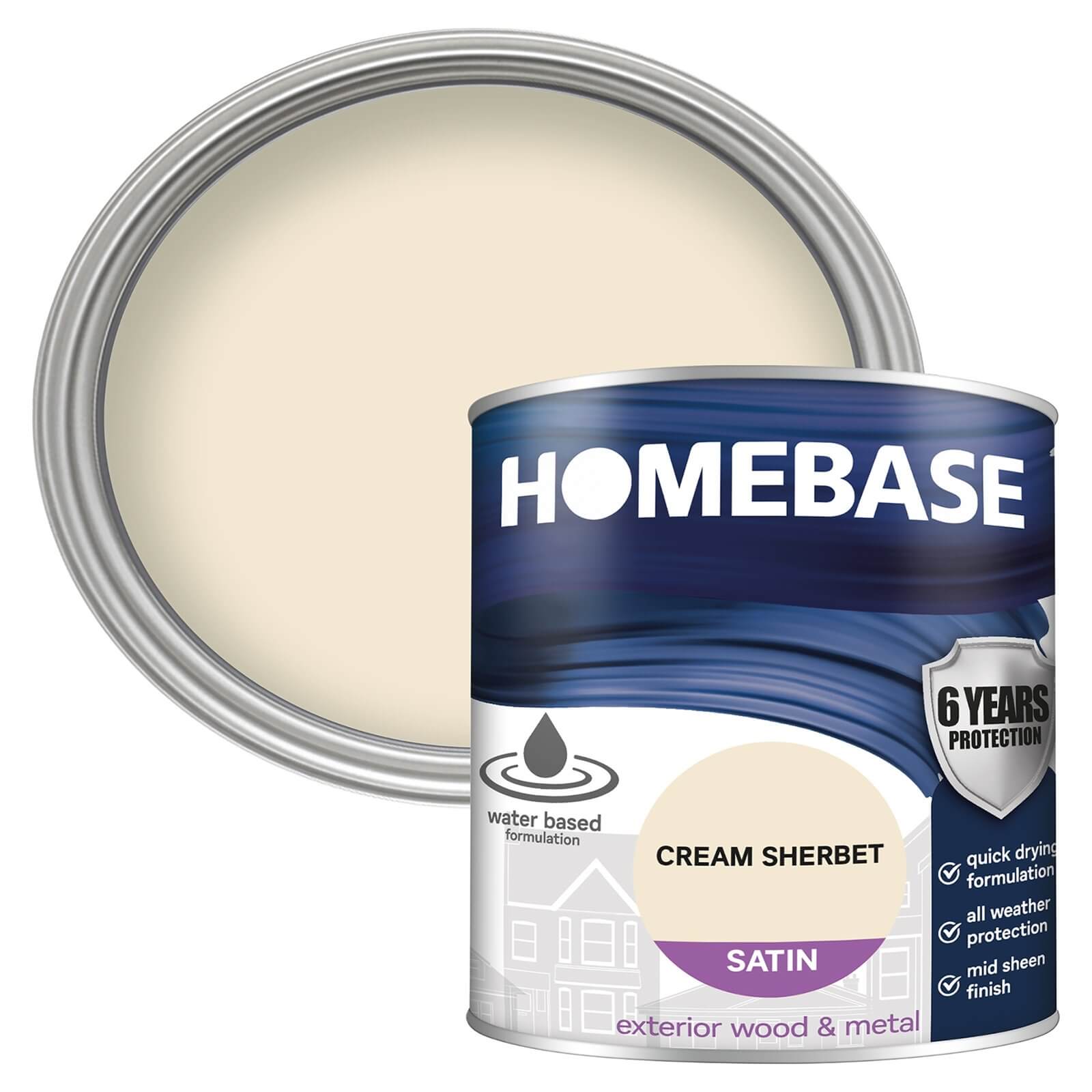 Homebase Exterior Satin Paint - Cream Sherbet 750ml
