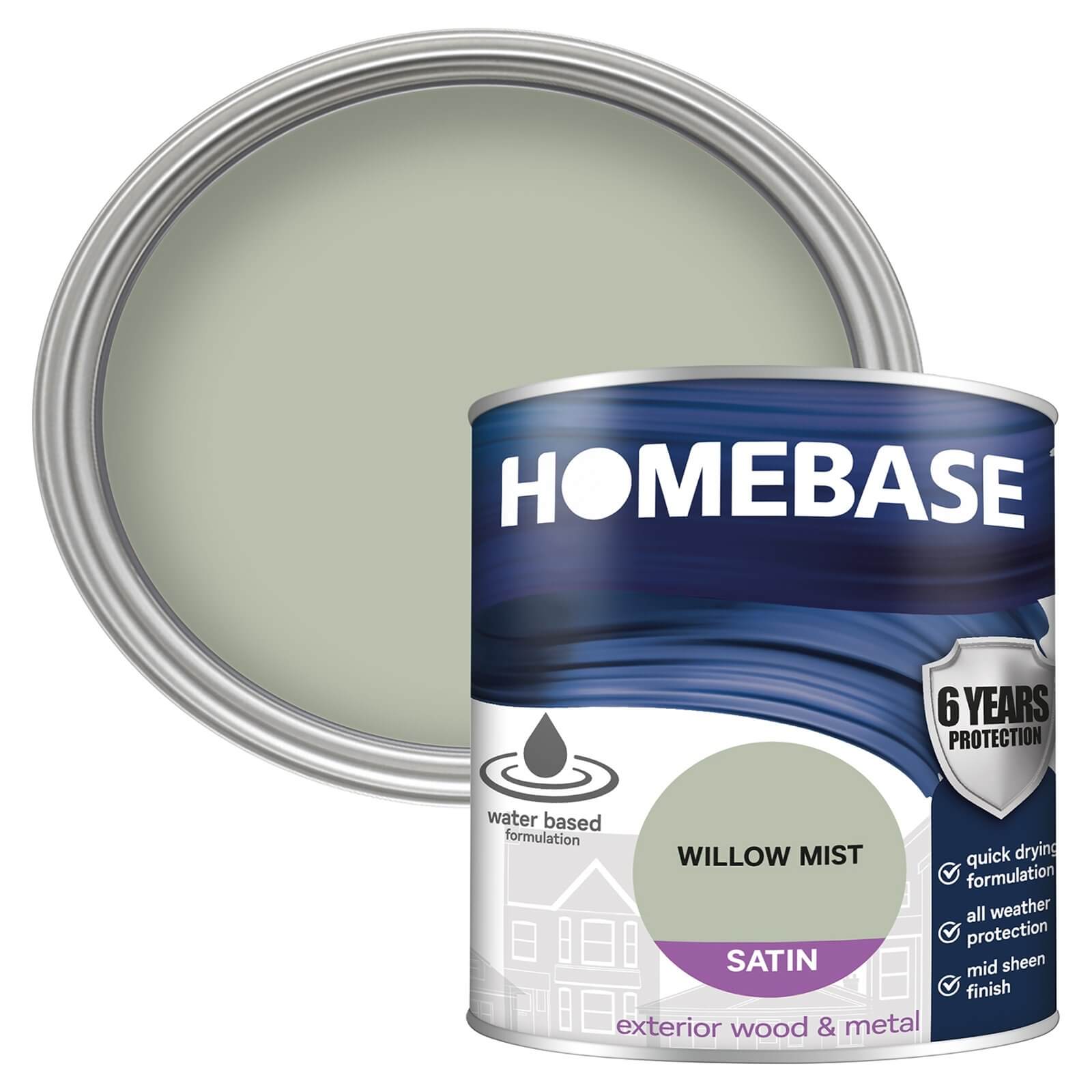 Homebase Exterior Satin Paint - Willow Mist 750ml