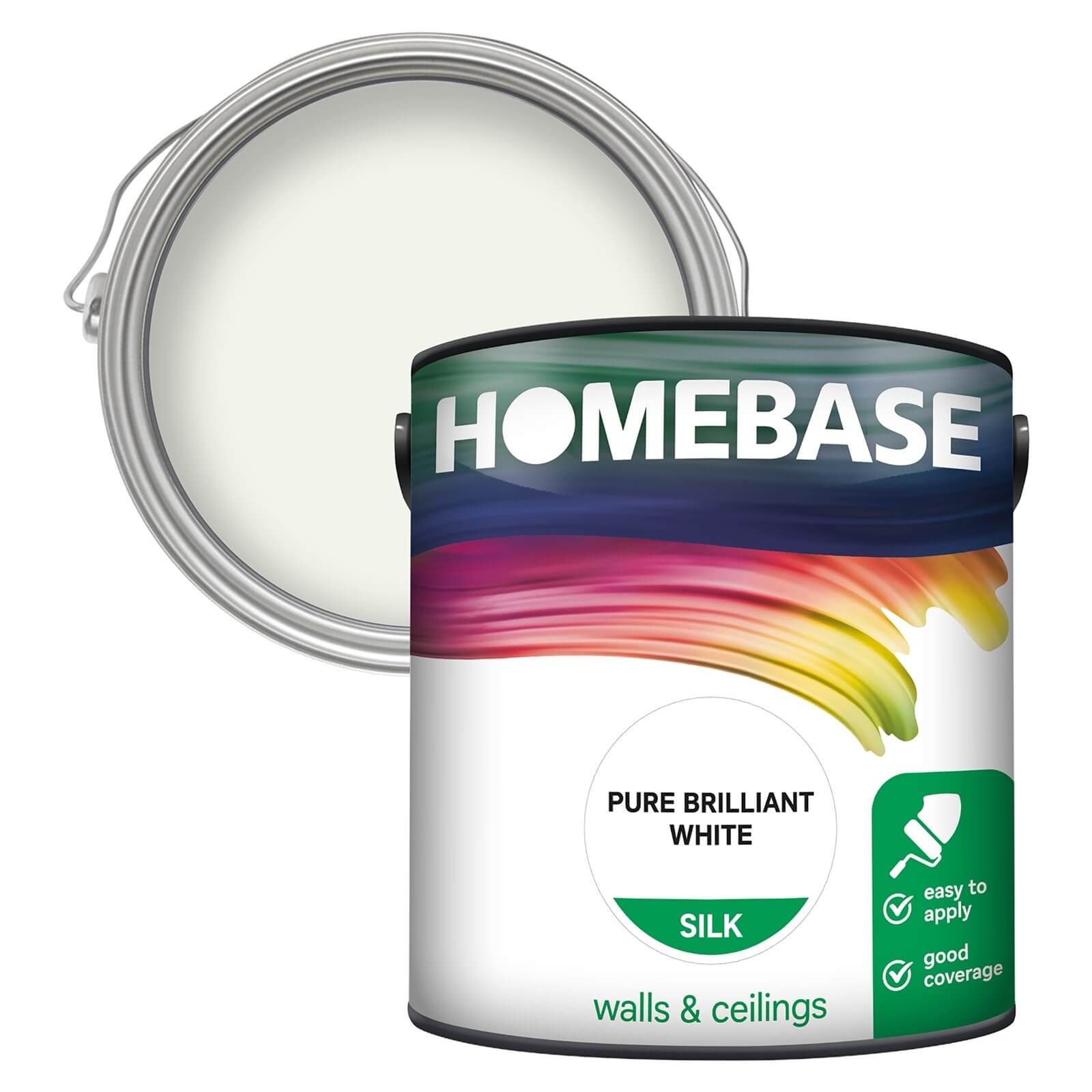 Homebase Silk Emulsion Paint Pure Brilliant White - 2.5L