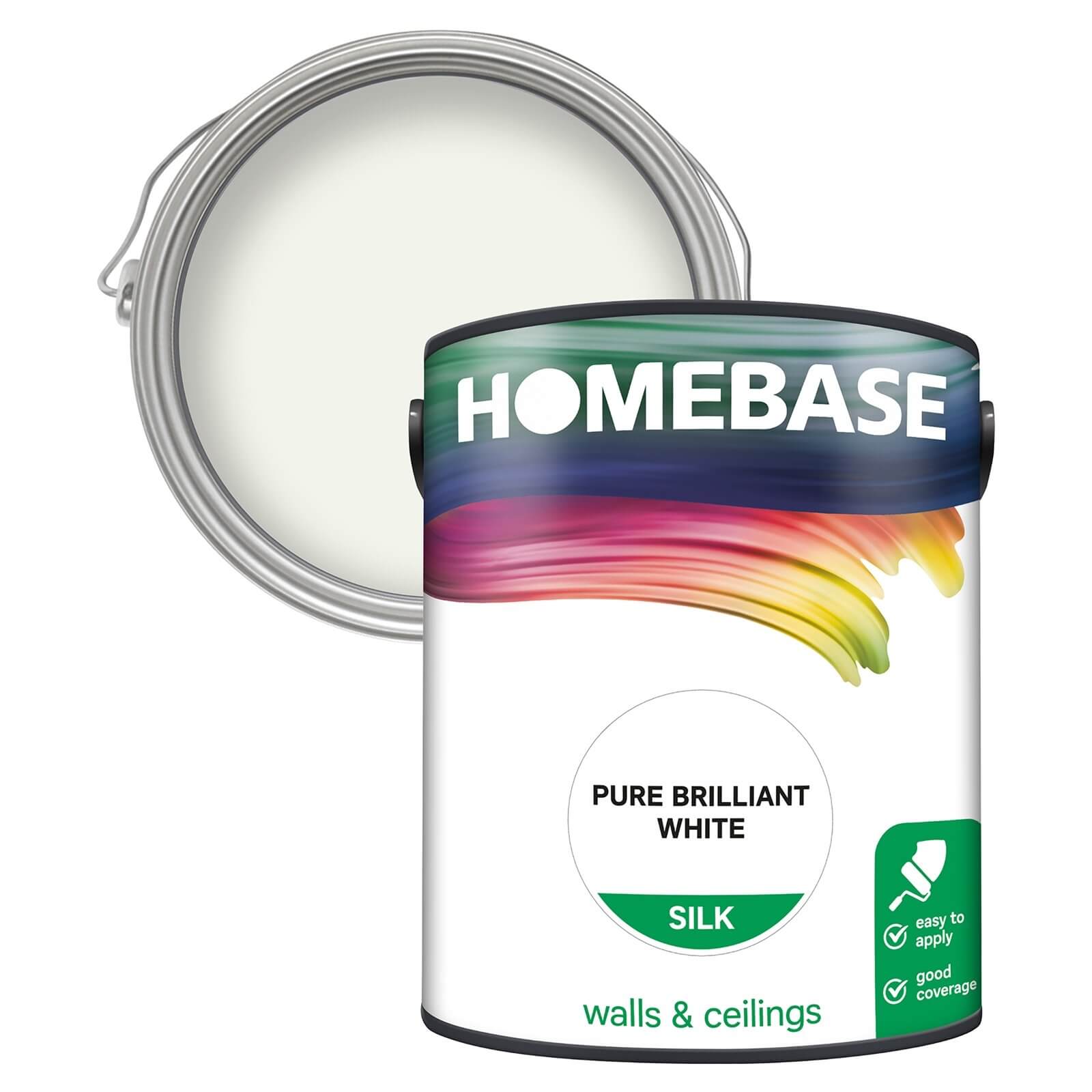 Homebase Silk Emulsion Paint Pure Brilliant White - 5L