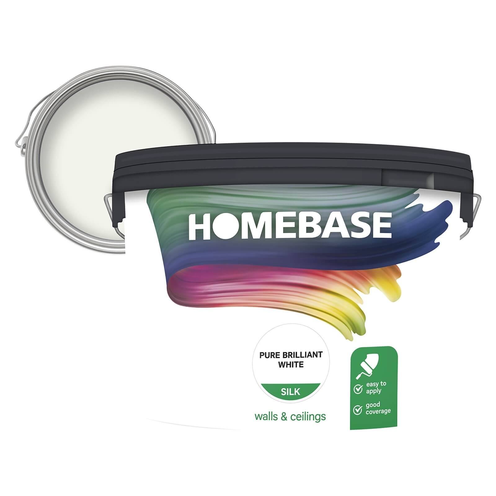 Homebase Silk Emulsion Paint Pure Brilliant White - 10L