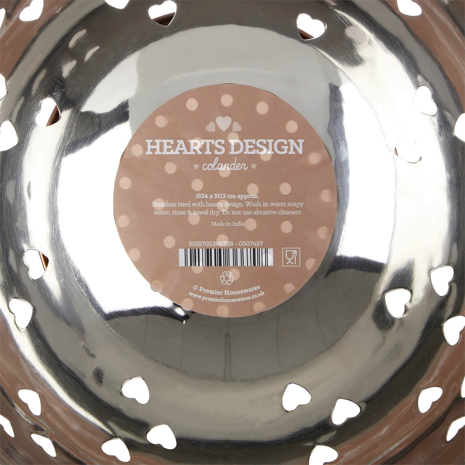 Hearts Design Colander - Rose Gold