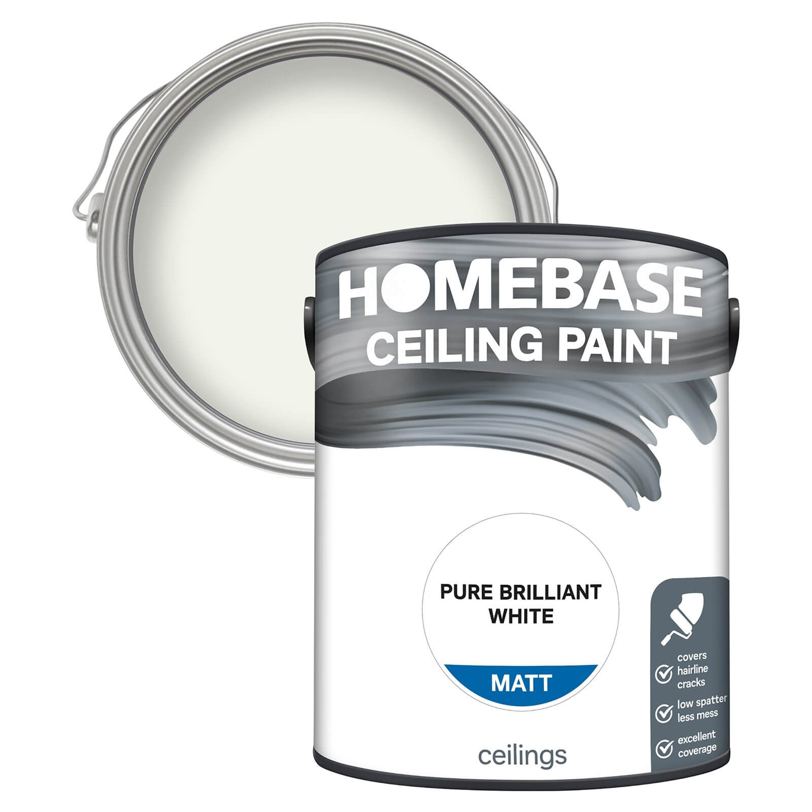 Homebase Ceiling Paint Pure Brilliant White - 5L
