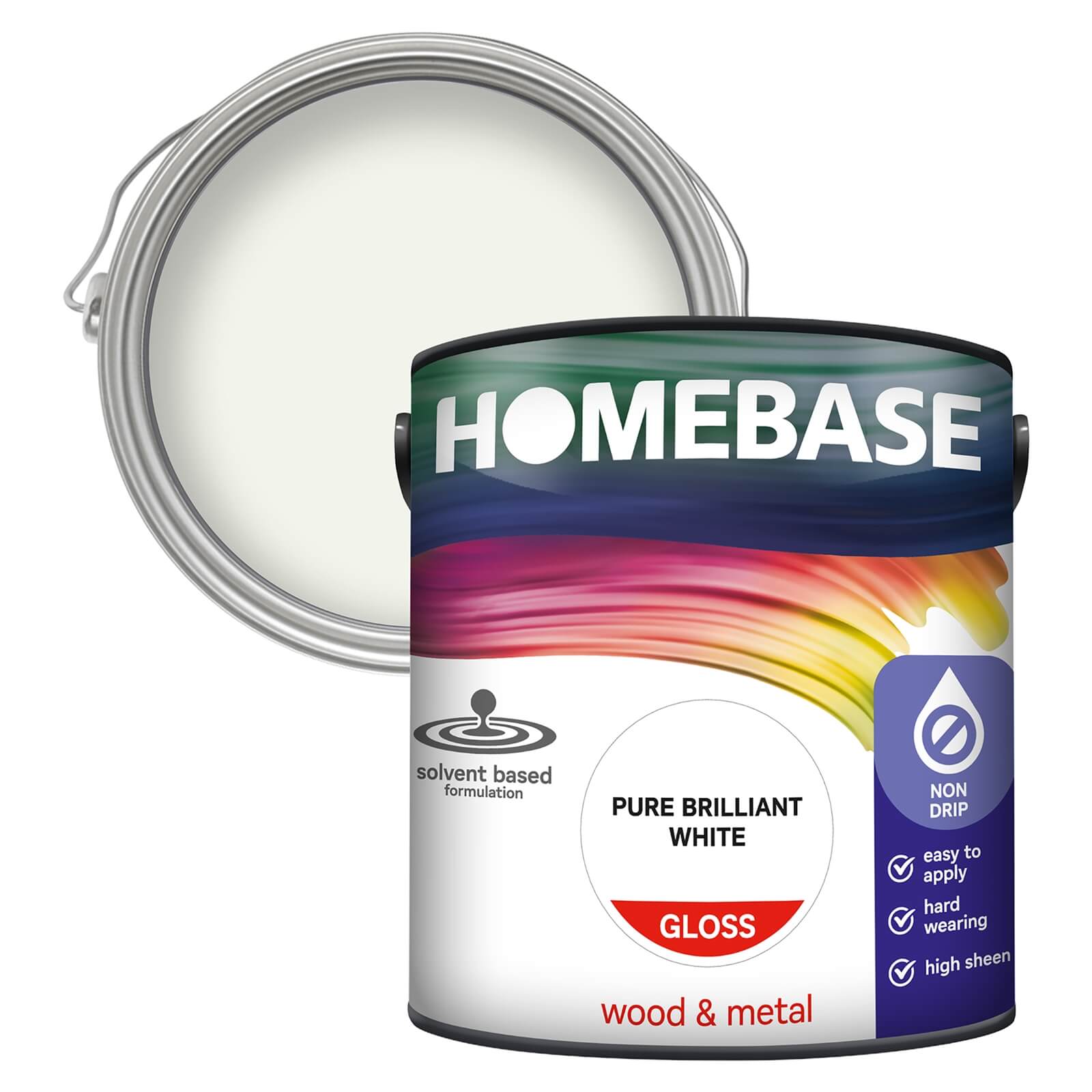 Homebase Non Drip Gloss Pure Brilliant White - 2.5L