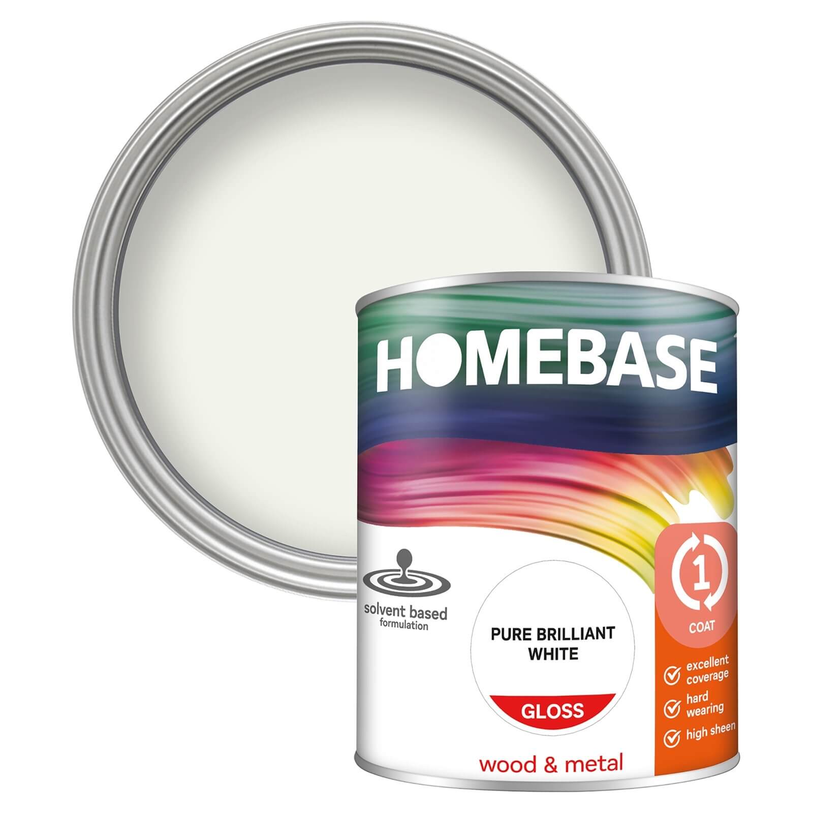 Homebase Interior One Coat Gloss Paint Brilliant White - 750ml