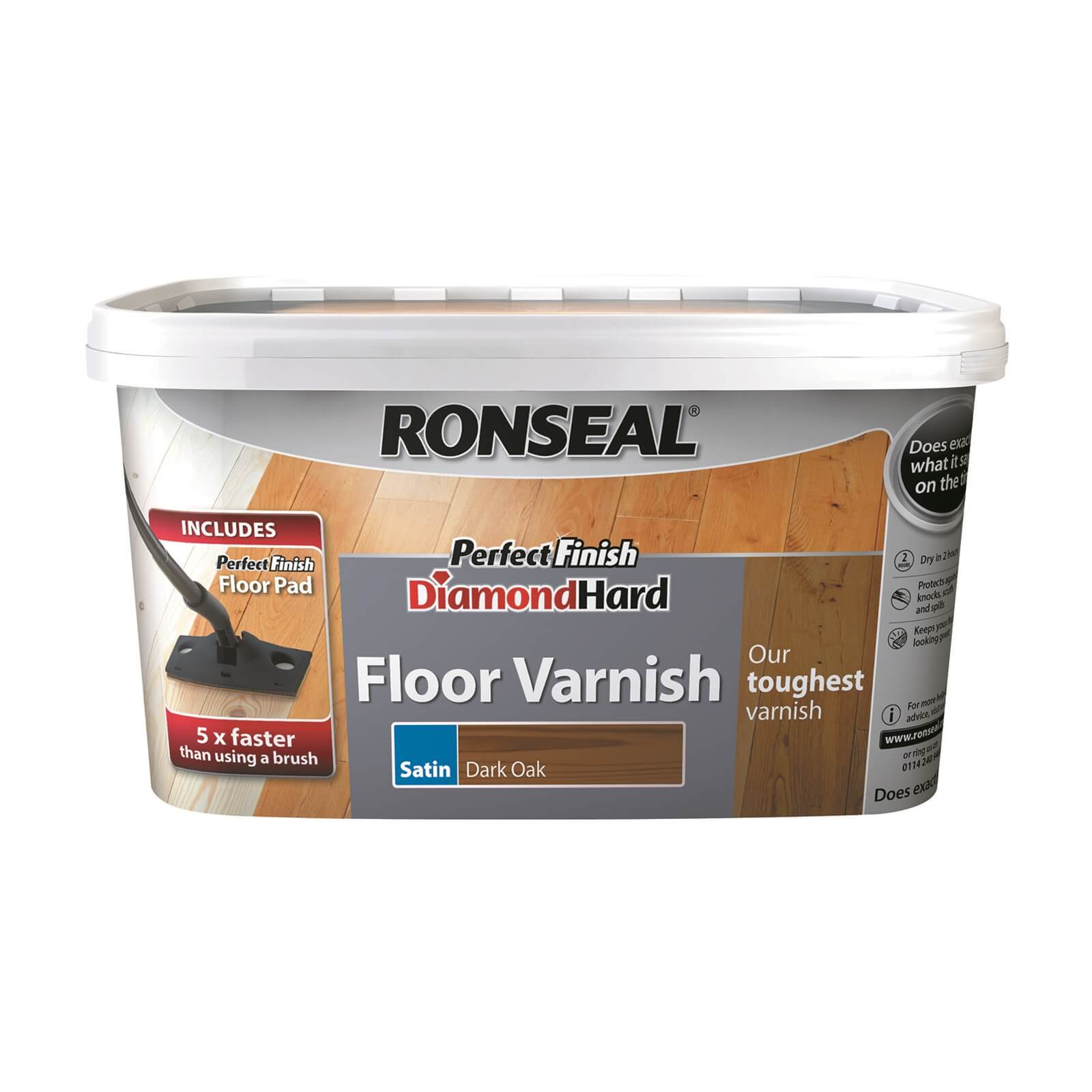 Ronseal Perfect Finish Diamond Hard Floor Varnish - Dark Oak Satin 2.5L