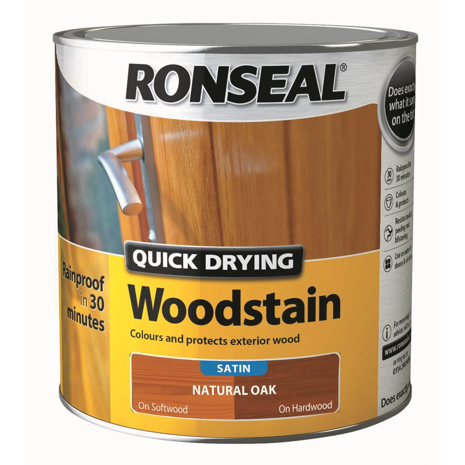 Ronseal Quick Drying Woodstain - Natural Oak Satin 2.5L