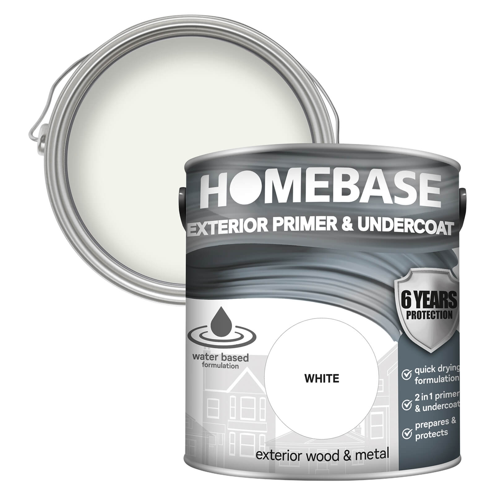 Homebase Exterior Primer Undercoat - Brilliant White 2.5L