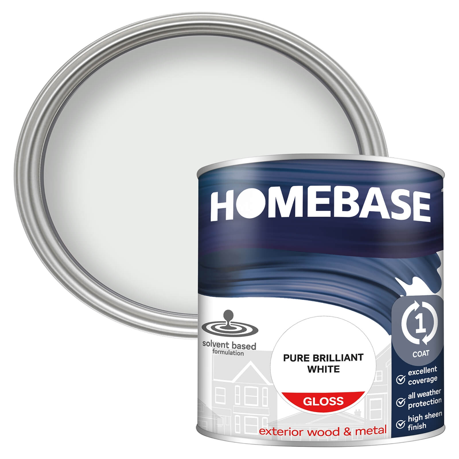 Homebase Exterior Gloss Paint - Brilliant White 750ml