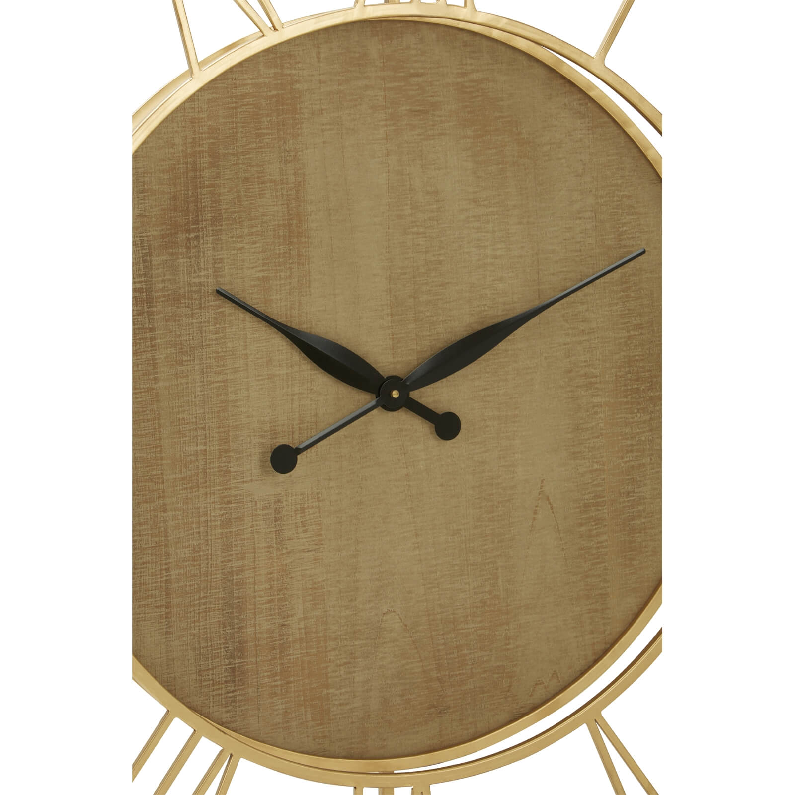 Yaxi Clock - Faux Gold Foil & Natural Wood
