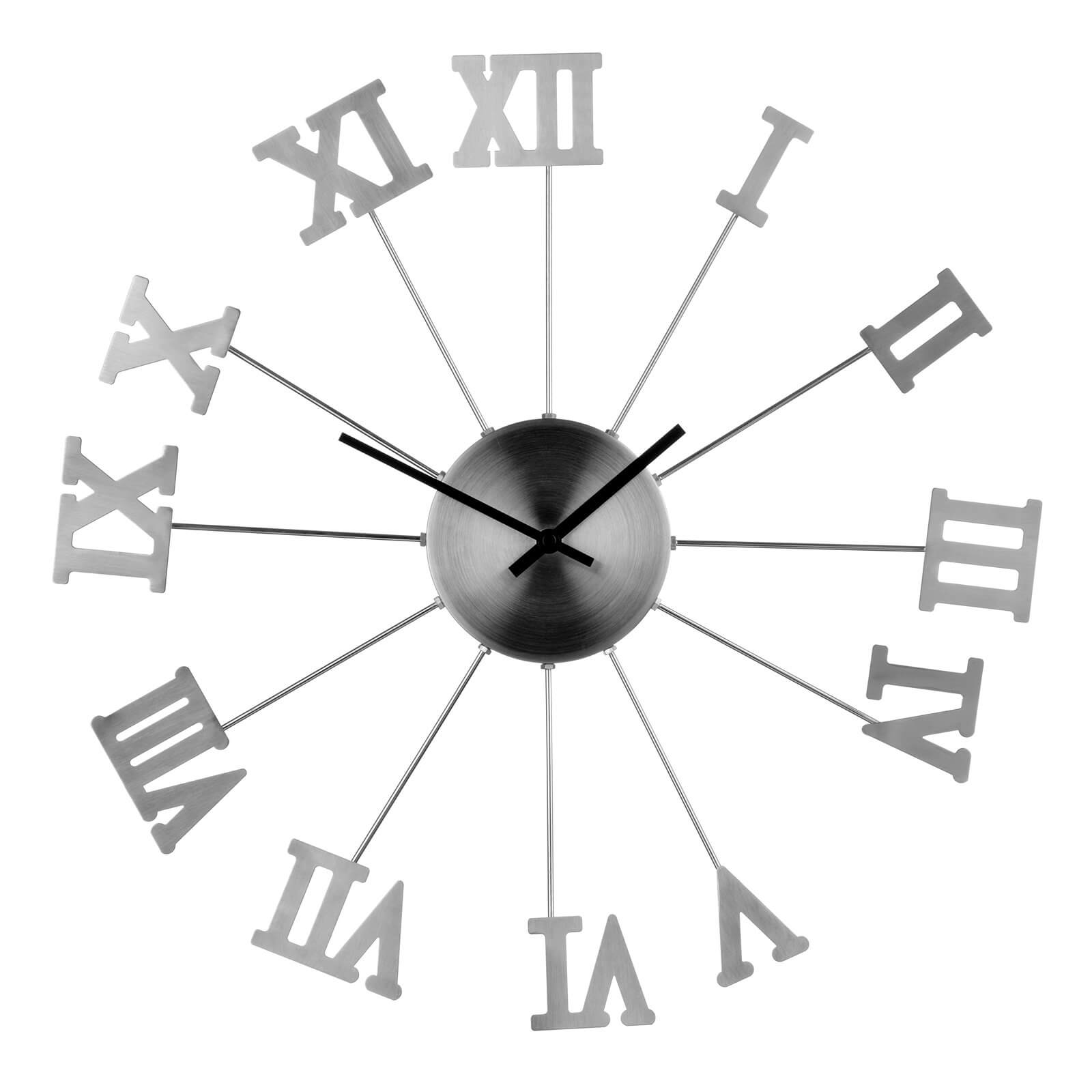 Wall Clock - Silver Roman Numerals