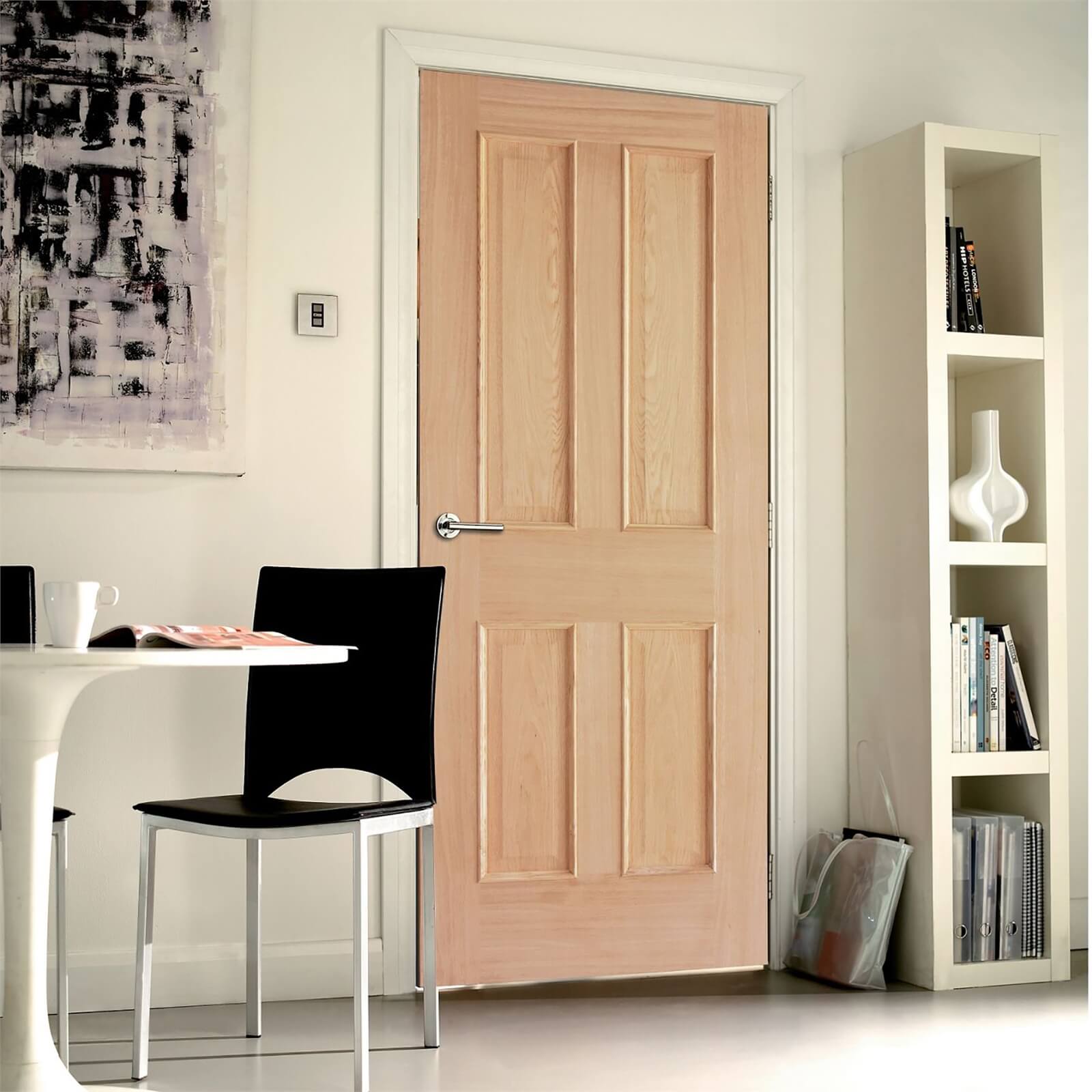 London 4 Panel White Oak Internal Door - 762mm Wide