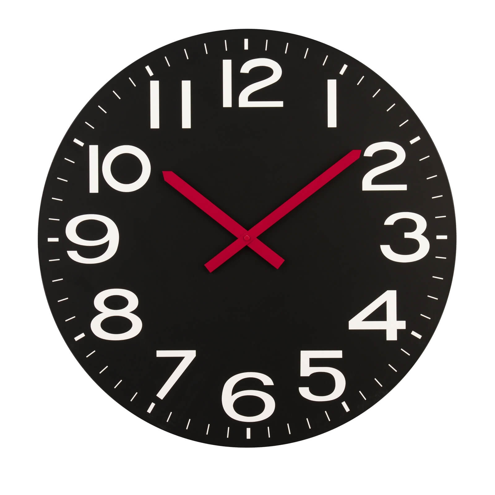 Wall Clock - Black with Red Hands