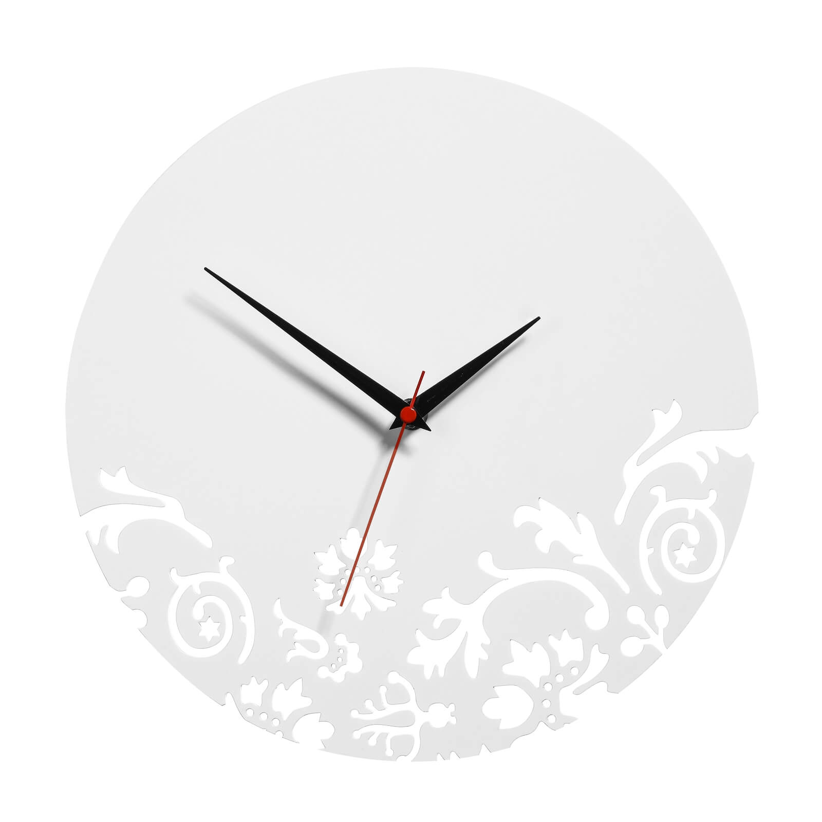 Floral Swirl Wall Clock - White